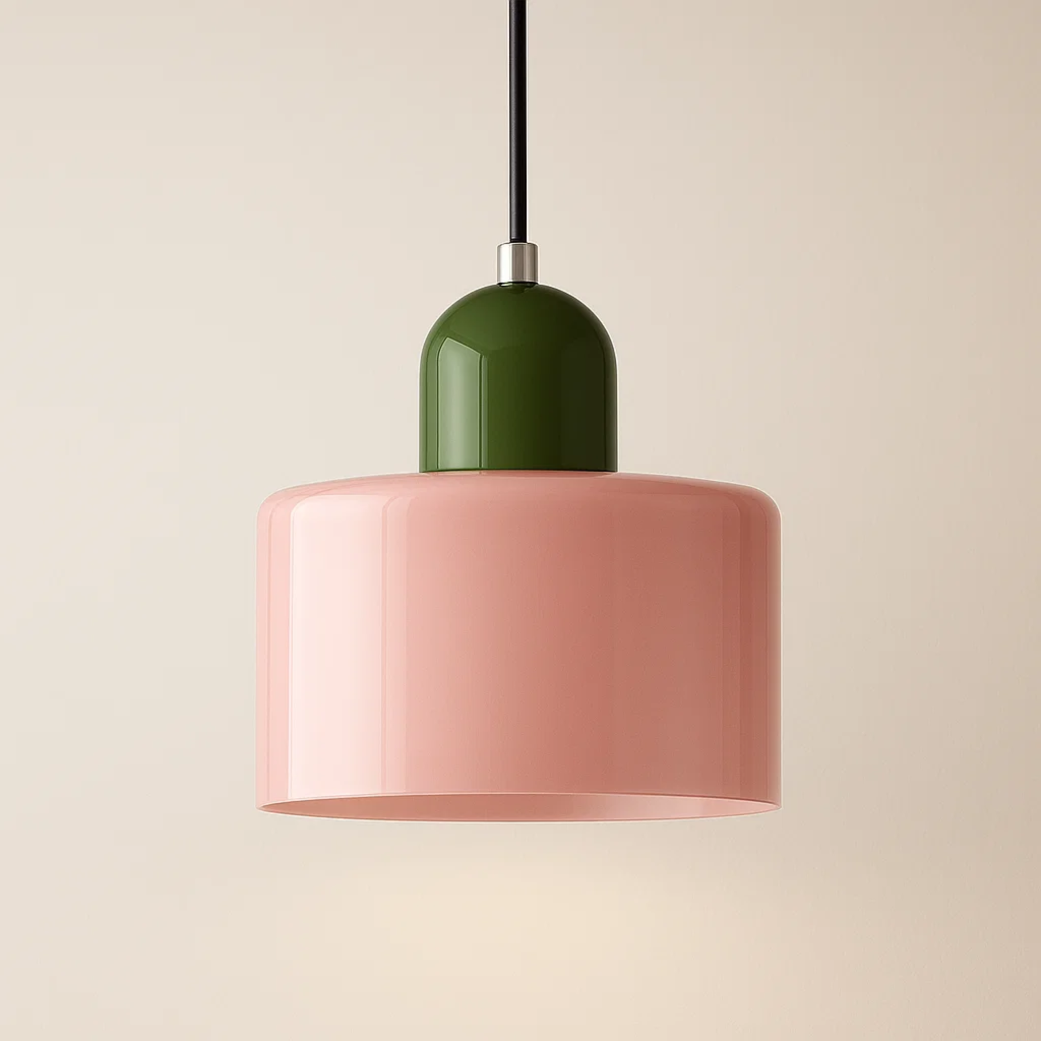 Retro plafondlamp met gekleurde kap