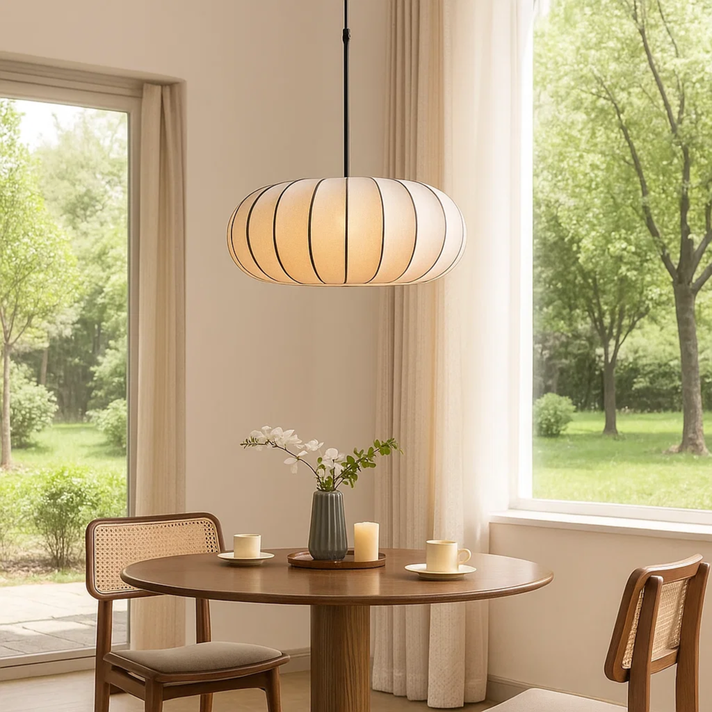 Japandi hanglamp met geplooide kap