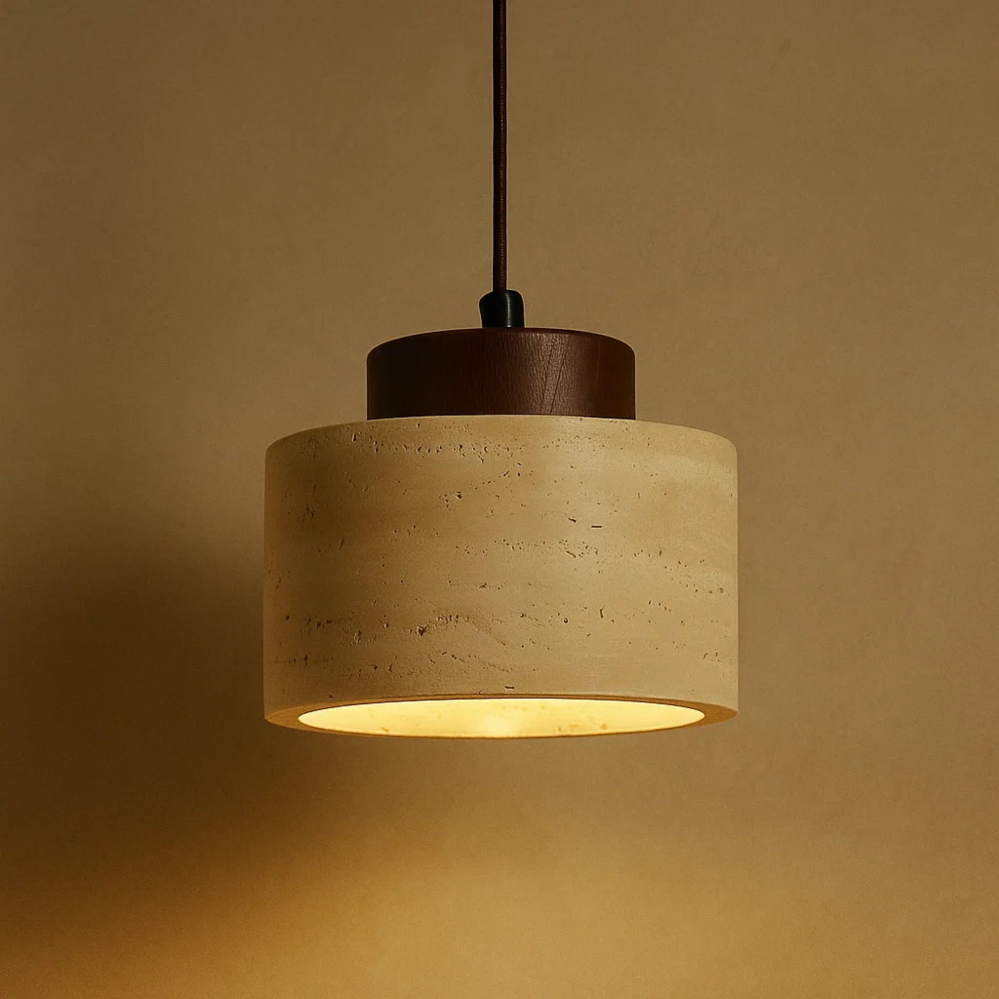 Travertine pendant lamp for a natural atmosphere