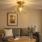 klassieke plafondlamp in lotusvorm van helder glas