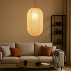 Japandi hanglamp met papieren lantaarnkap