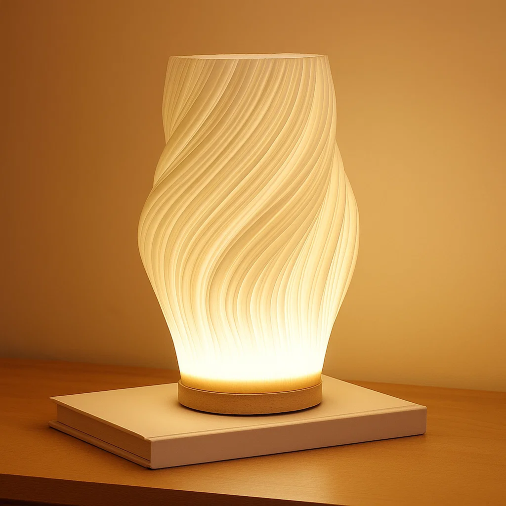 Scandinavische tafellamp met golvende kap in drie modellen