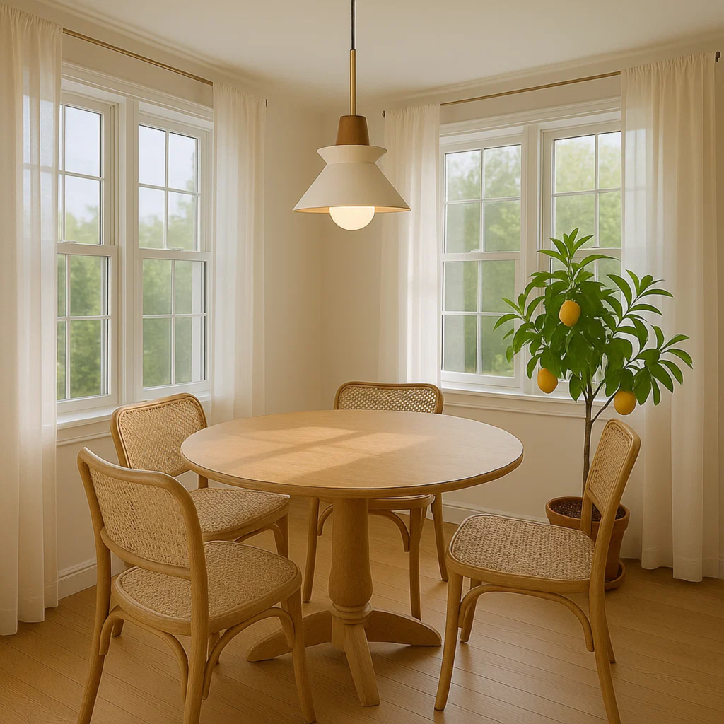 White Japandi Pendant Lamp with Bowl-Shaped Shade