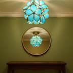 Retro Ceiling Lamp with Floral Motif in Tiffany Style