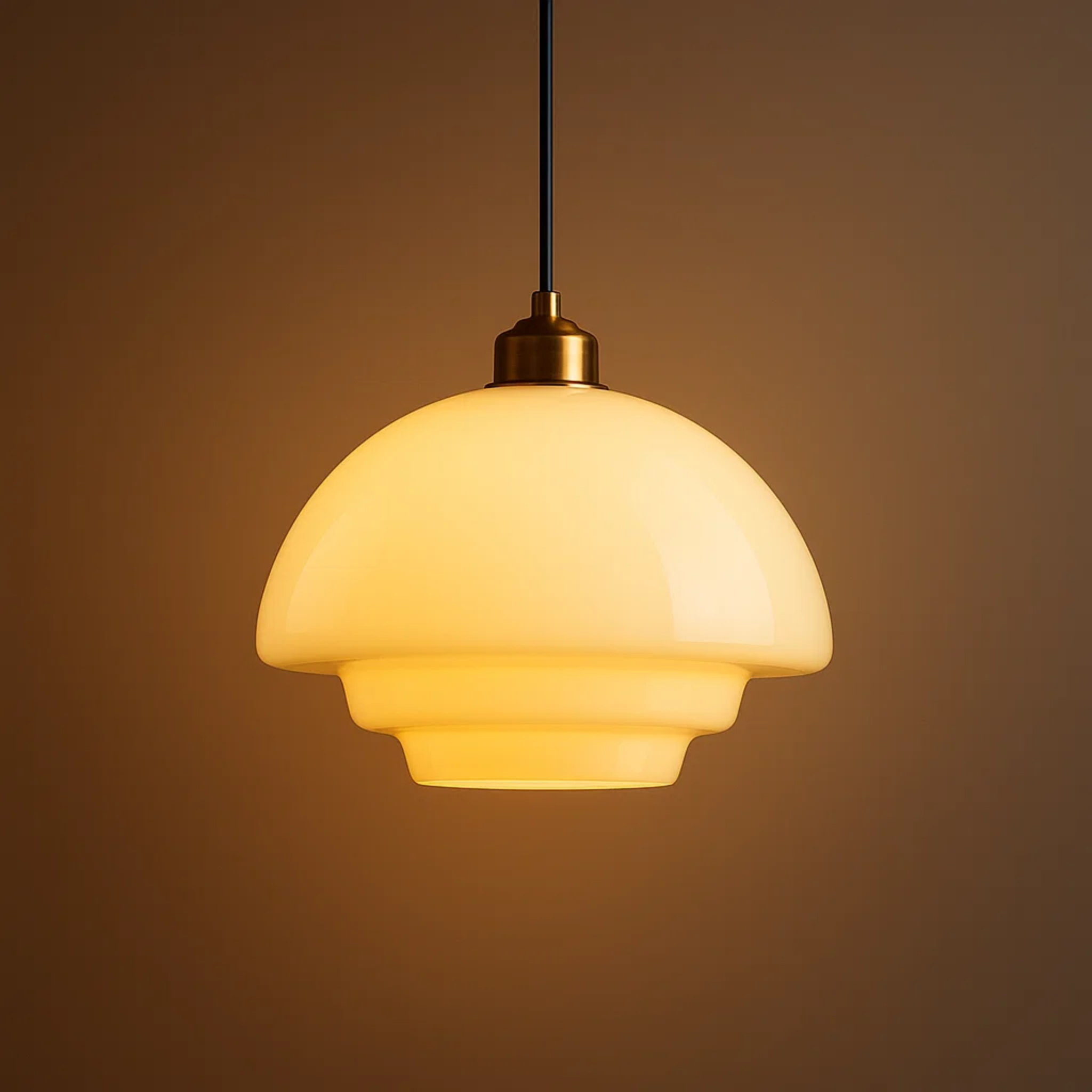Witte glazen hanglamp in mid-centurystijl