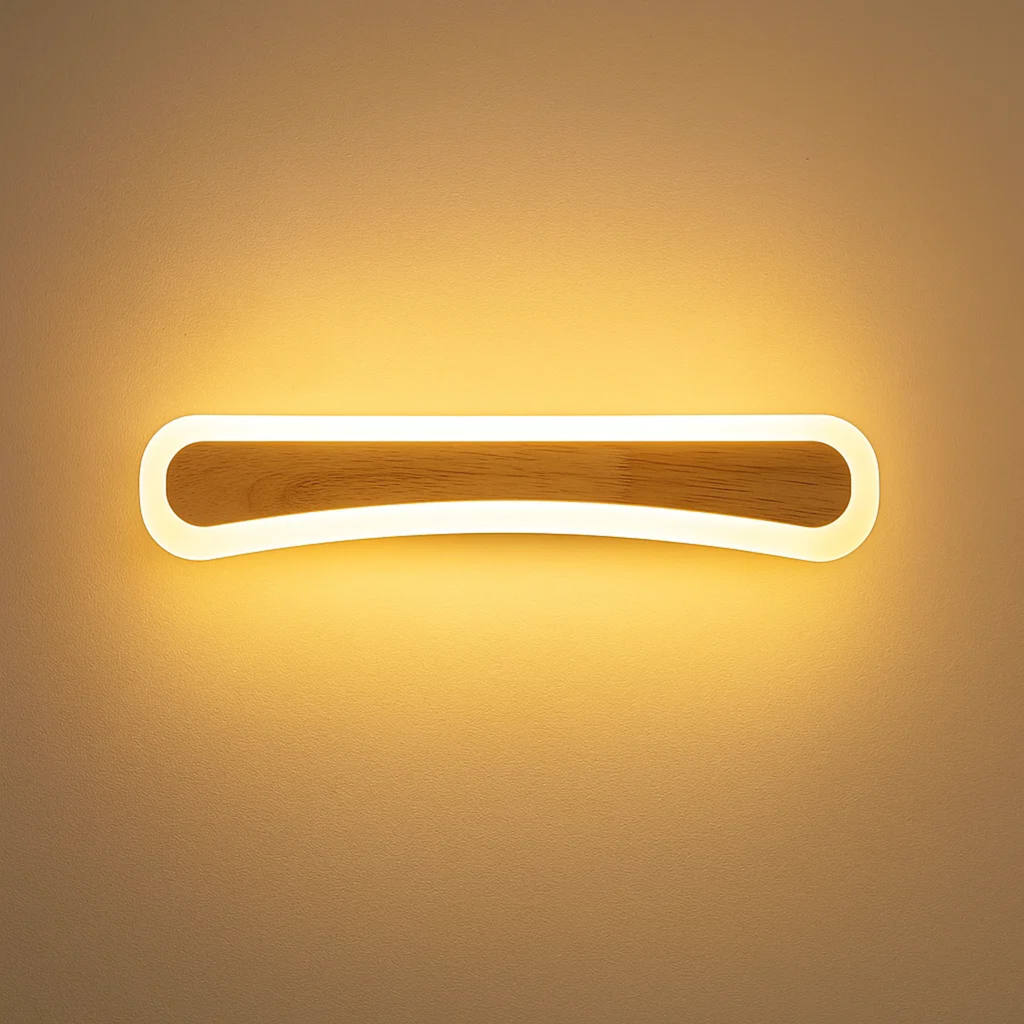 Minimalistische LED wandlamp van hout met acrylkap