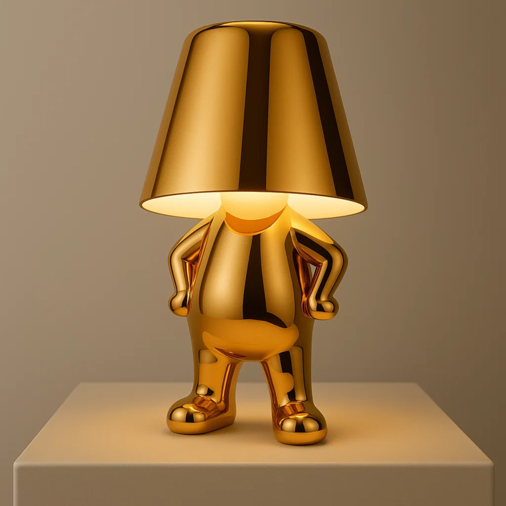 Moderne oplaadbare tafellamp met decoratief figuur