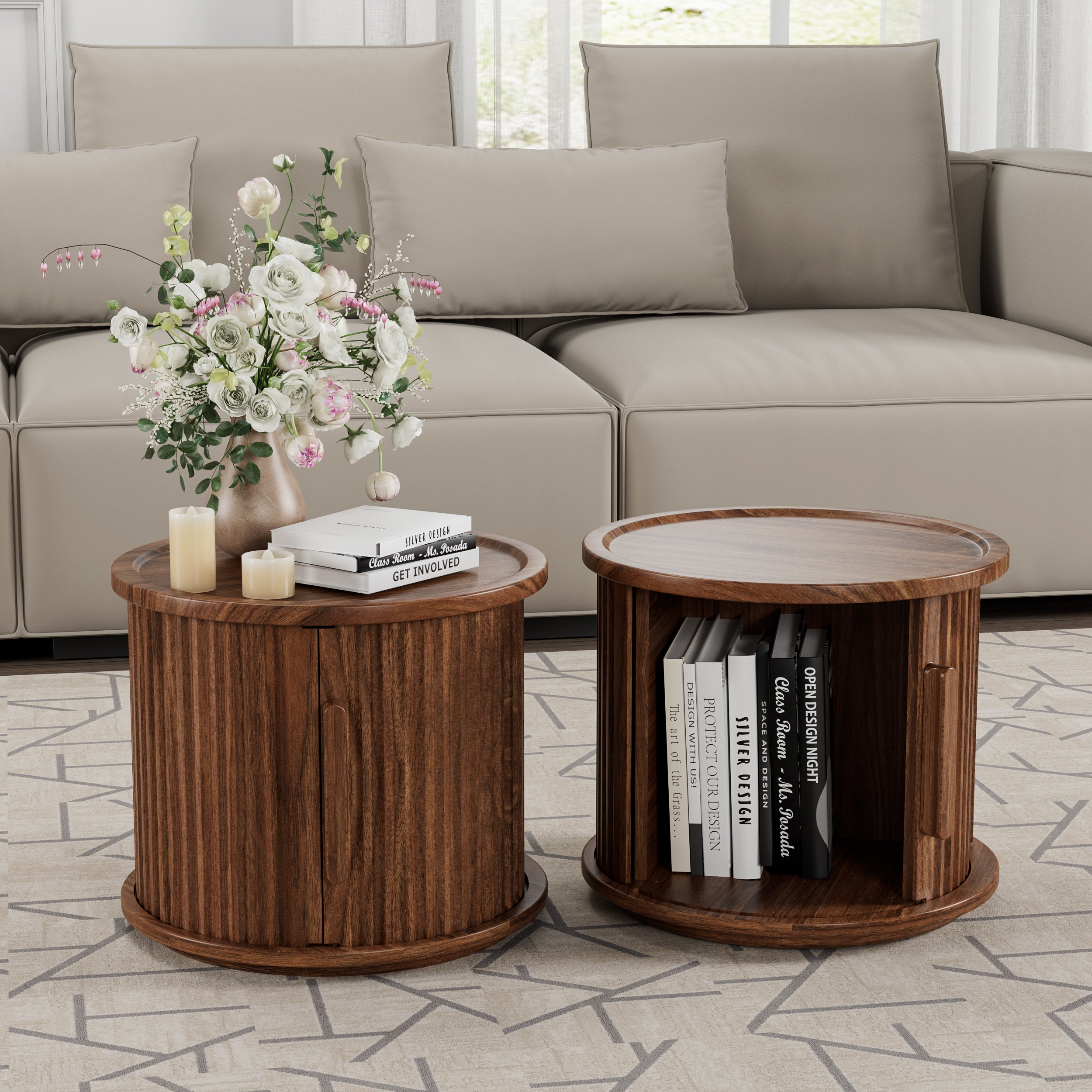 Sigrid Fluted Walnut Nightstand