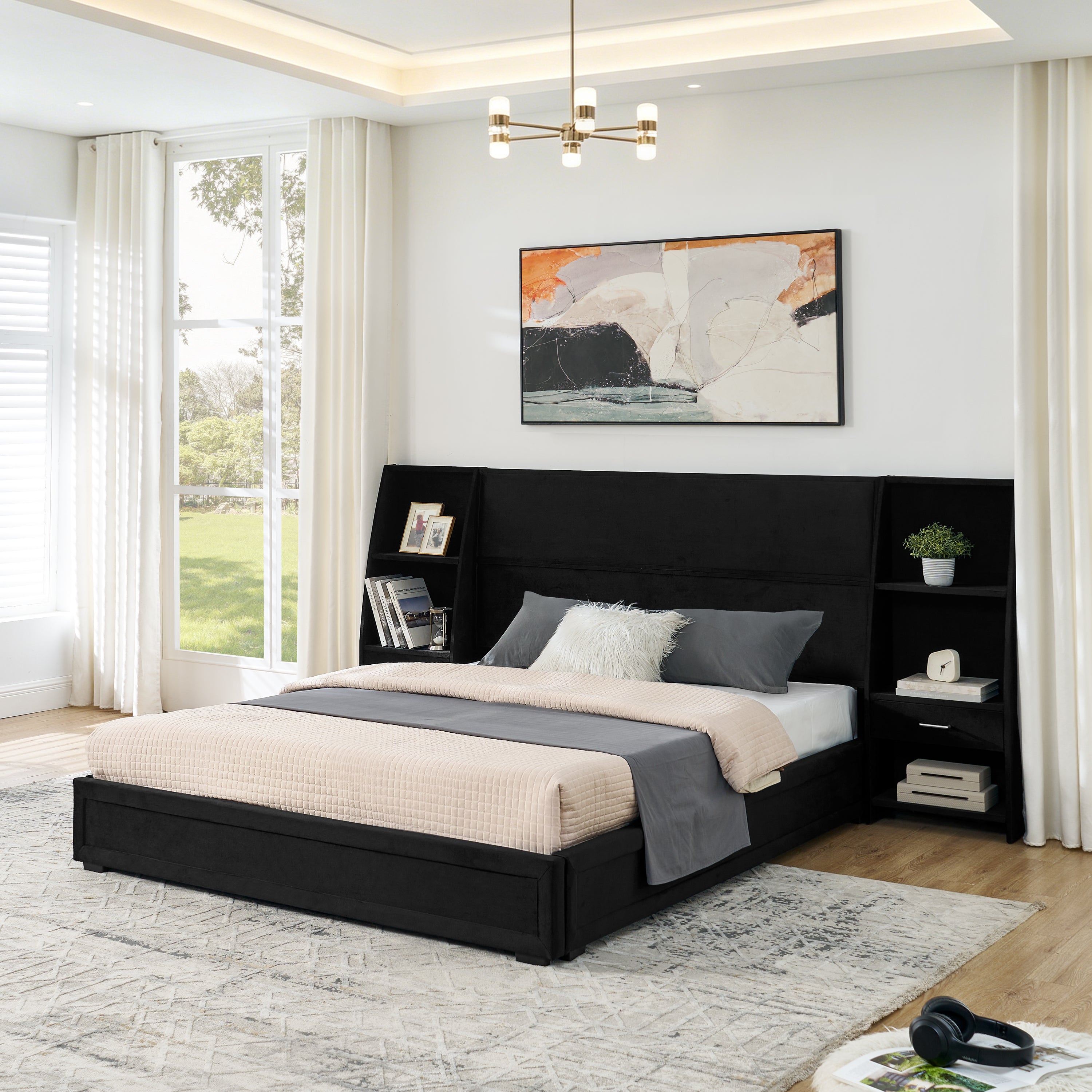 Dagny Velvet Queen Platform Bed Frame