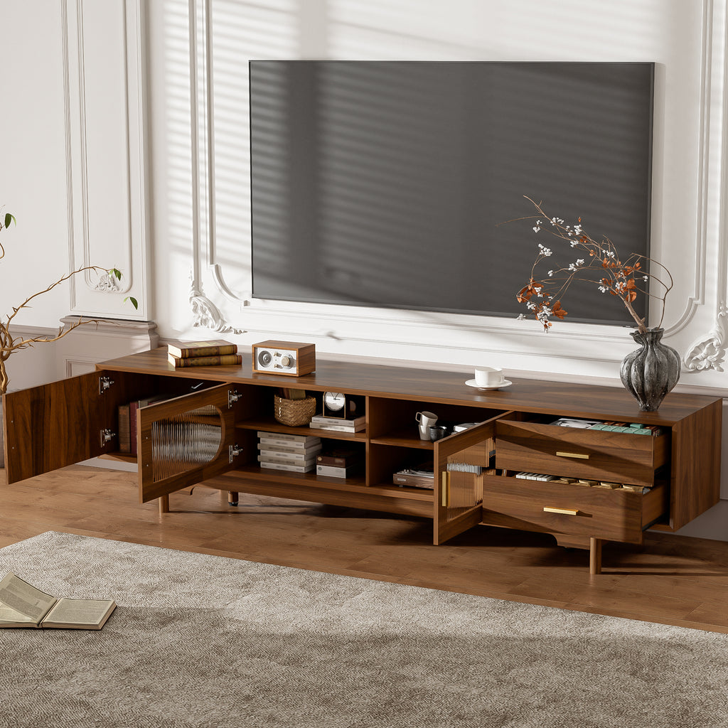 Uma Fluted Solid Wood TV Stand