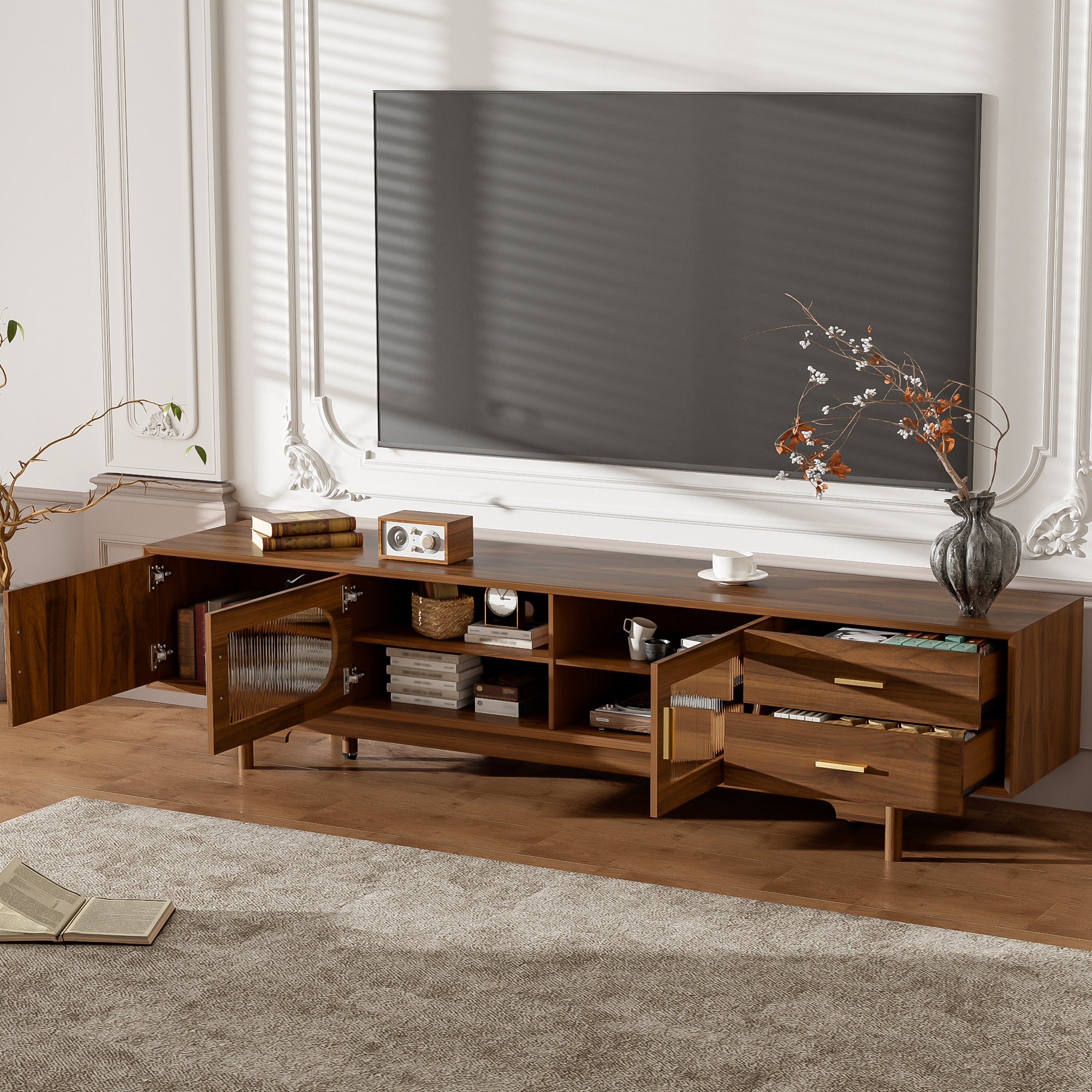 Uma Fluted Solid Wood TV Stand