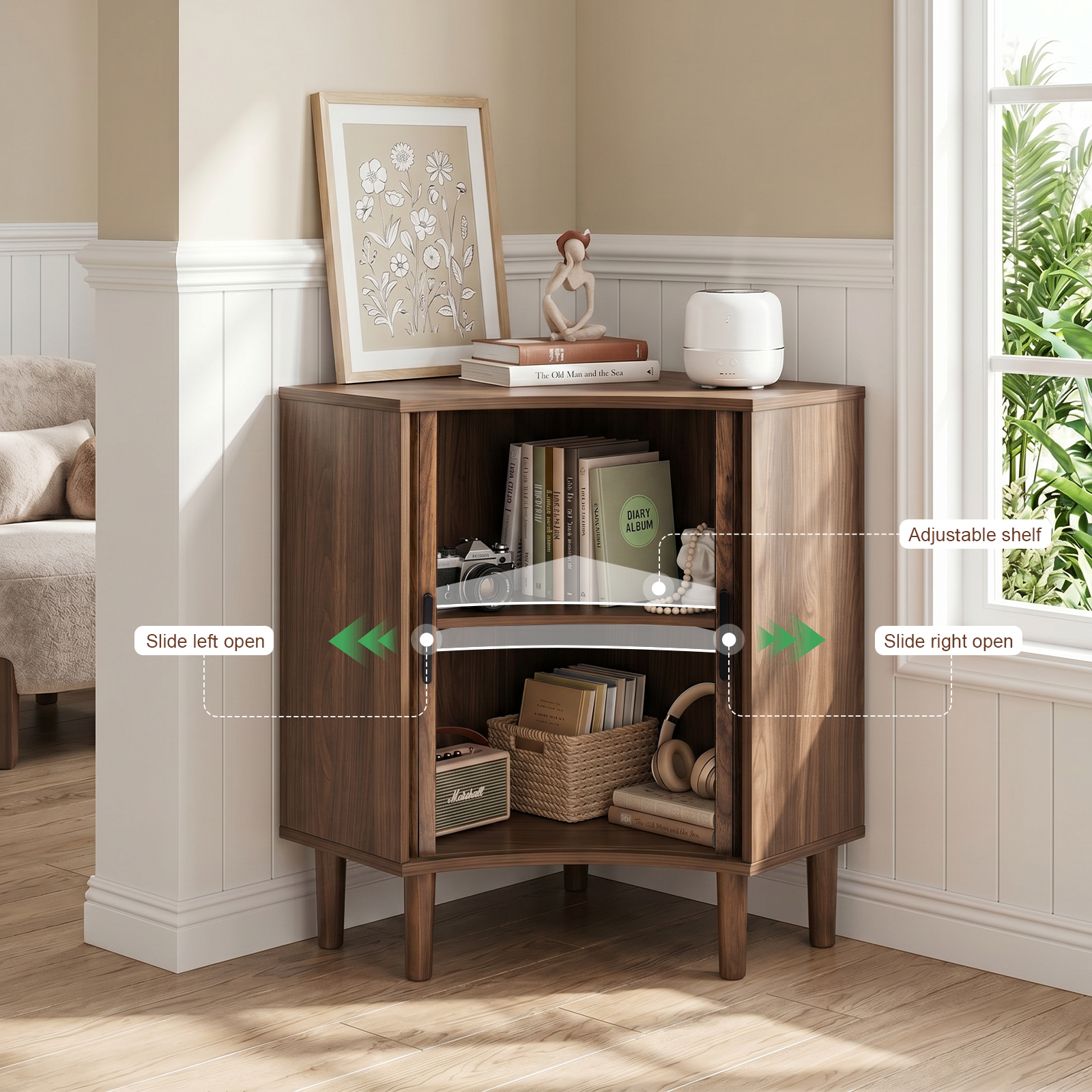 Aksel Fluted Walnut Cabinet