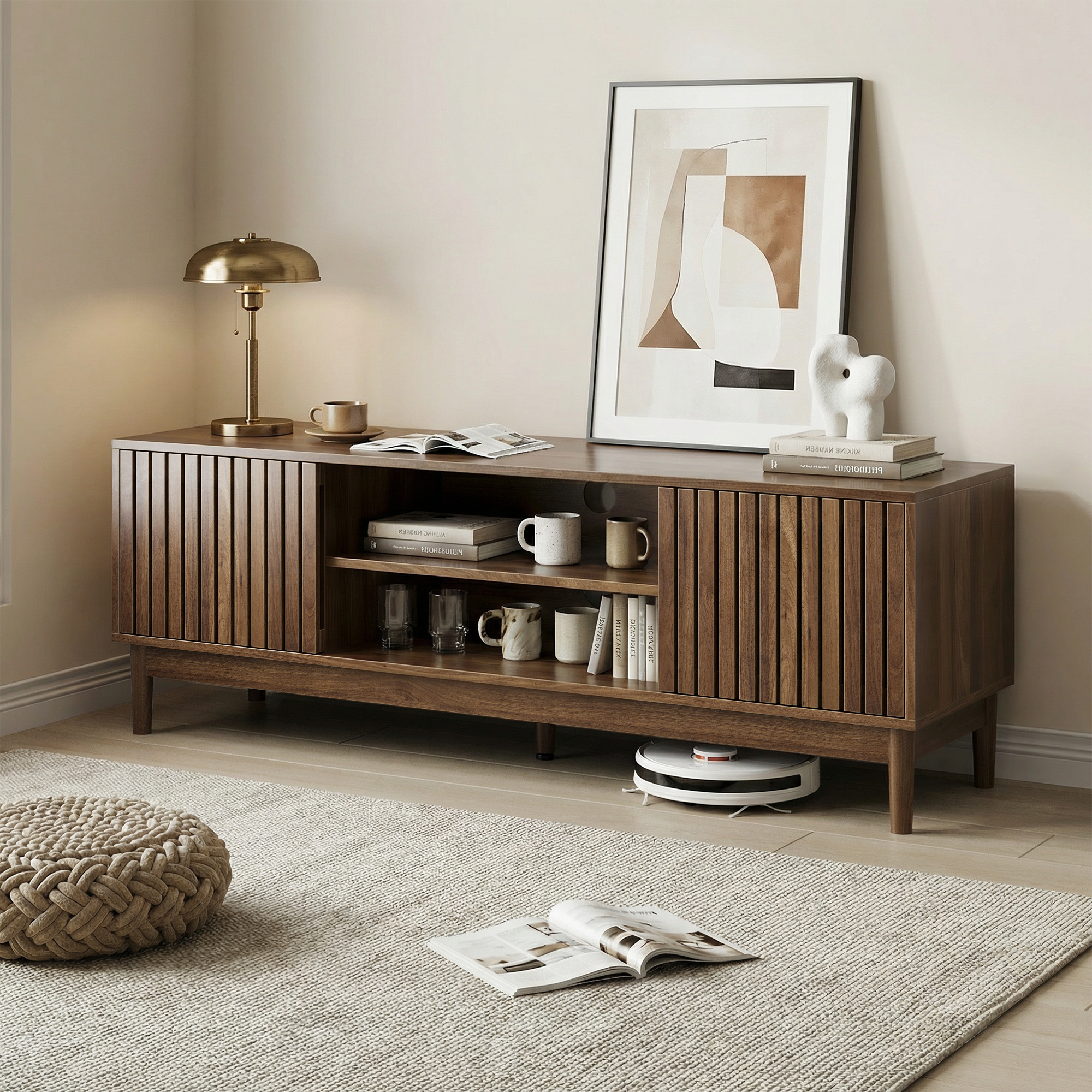 Nils Storage Walnut TV Stand