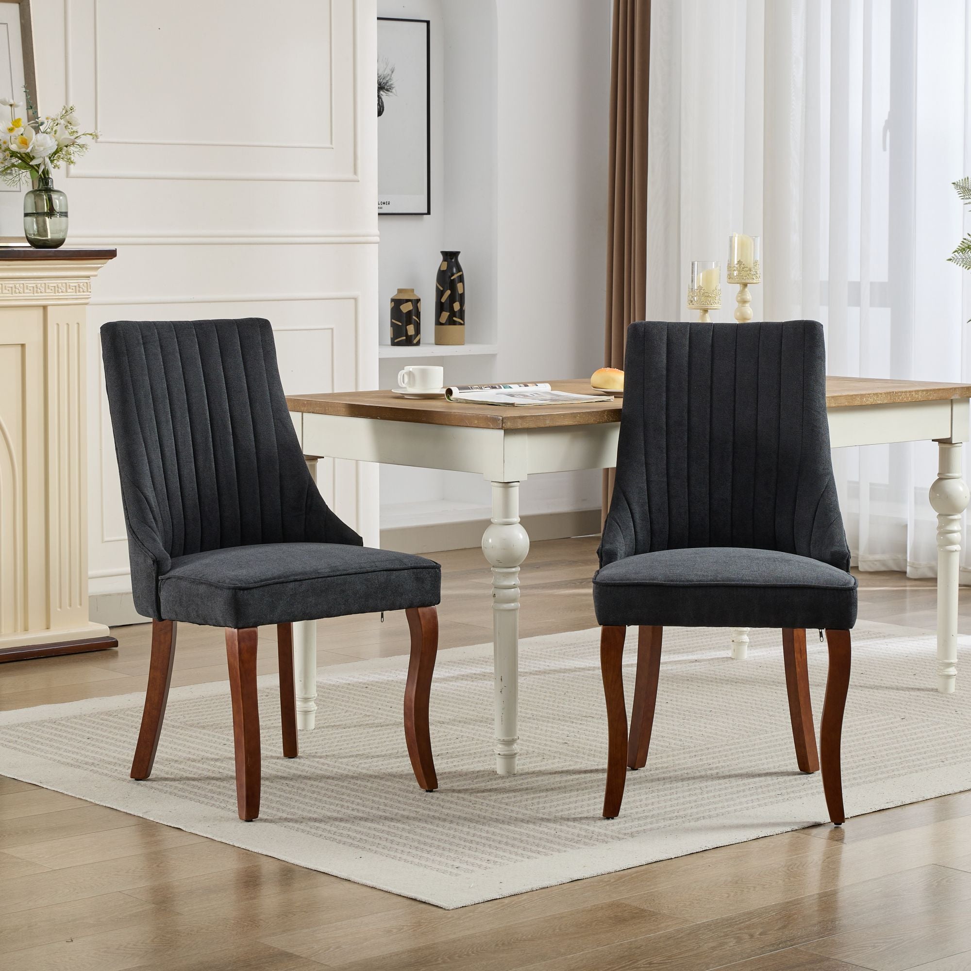 Moa Curved Linen Dining Chair