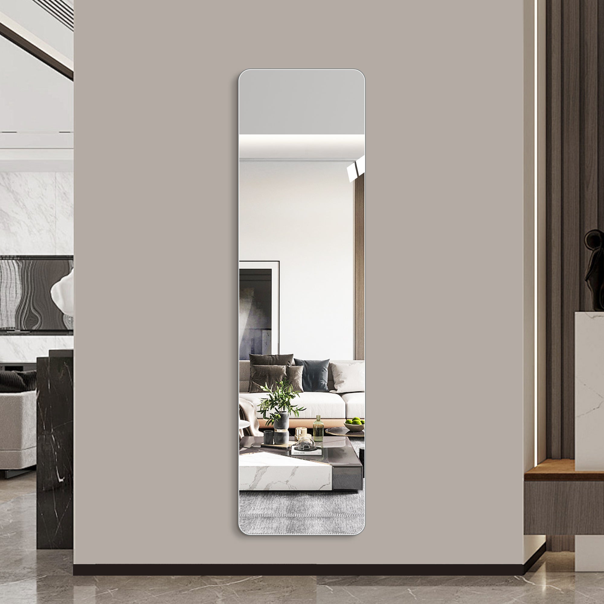 Maren Round Oak Floor Mirror