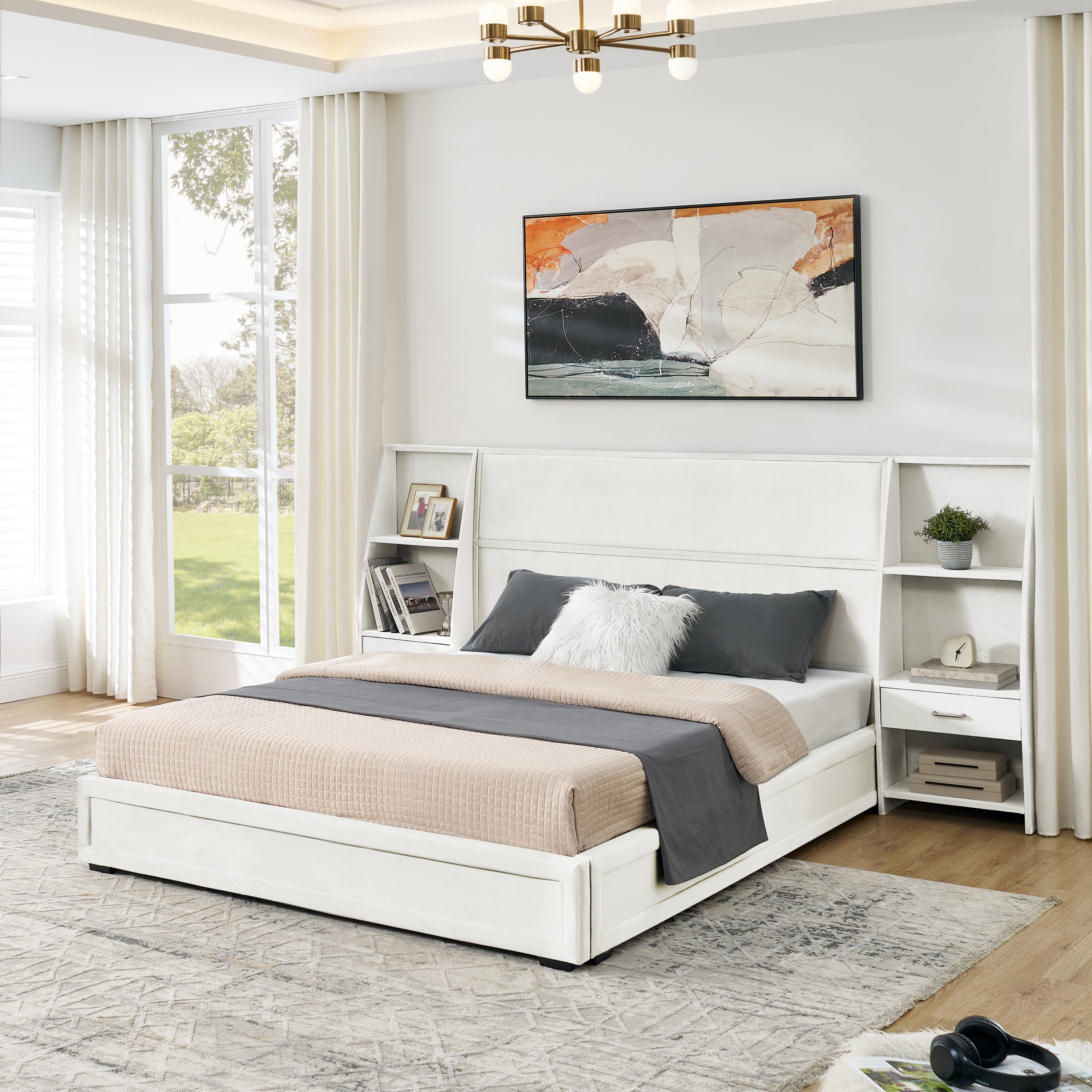 Dagny Velvet Queen Platform Bed Frame