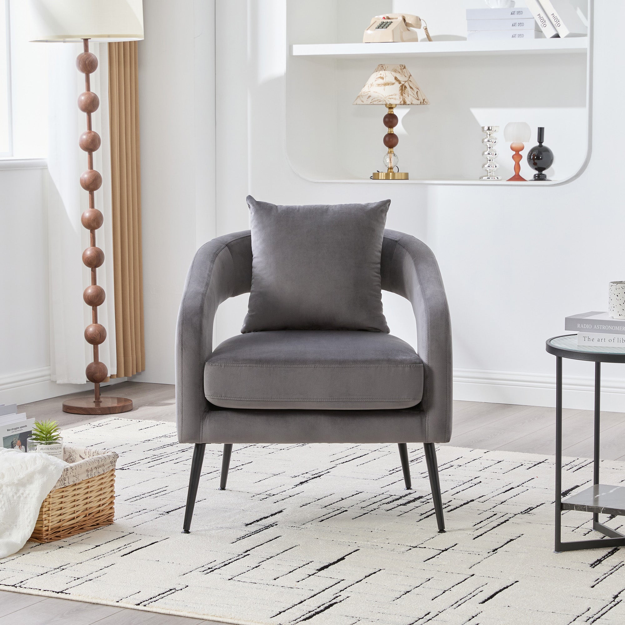 Per Barrel Velvet Accent Chair