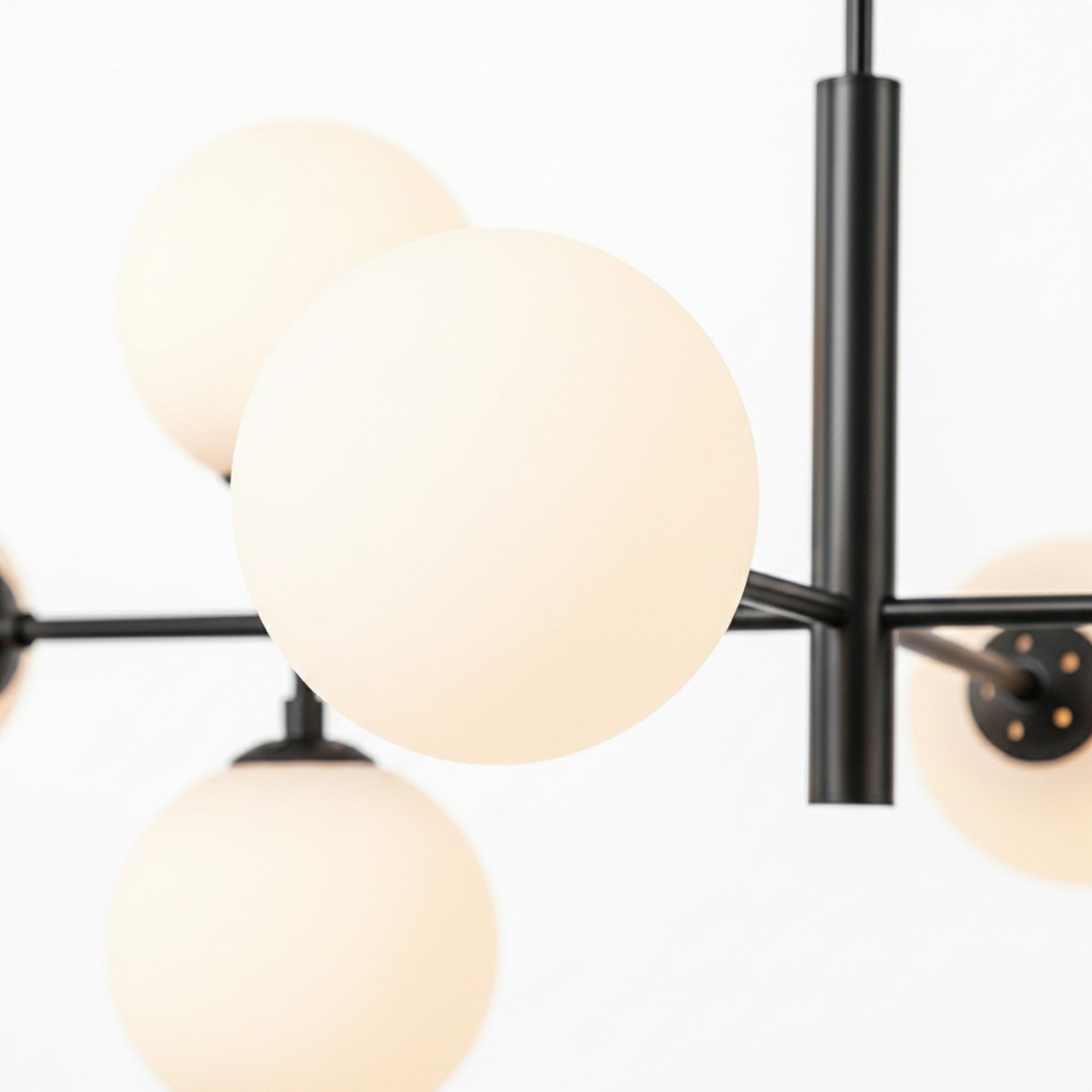 8-Light Linear Opal Glass Chandelier - Opal Glass Detail Close-up