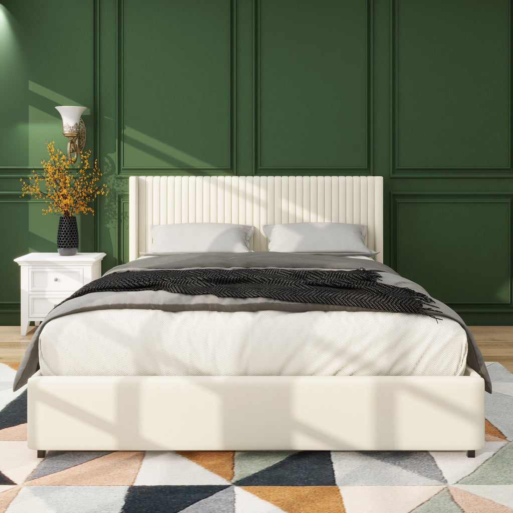 Lykke Velvet Queen Platform Bed Frame