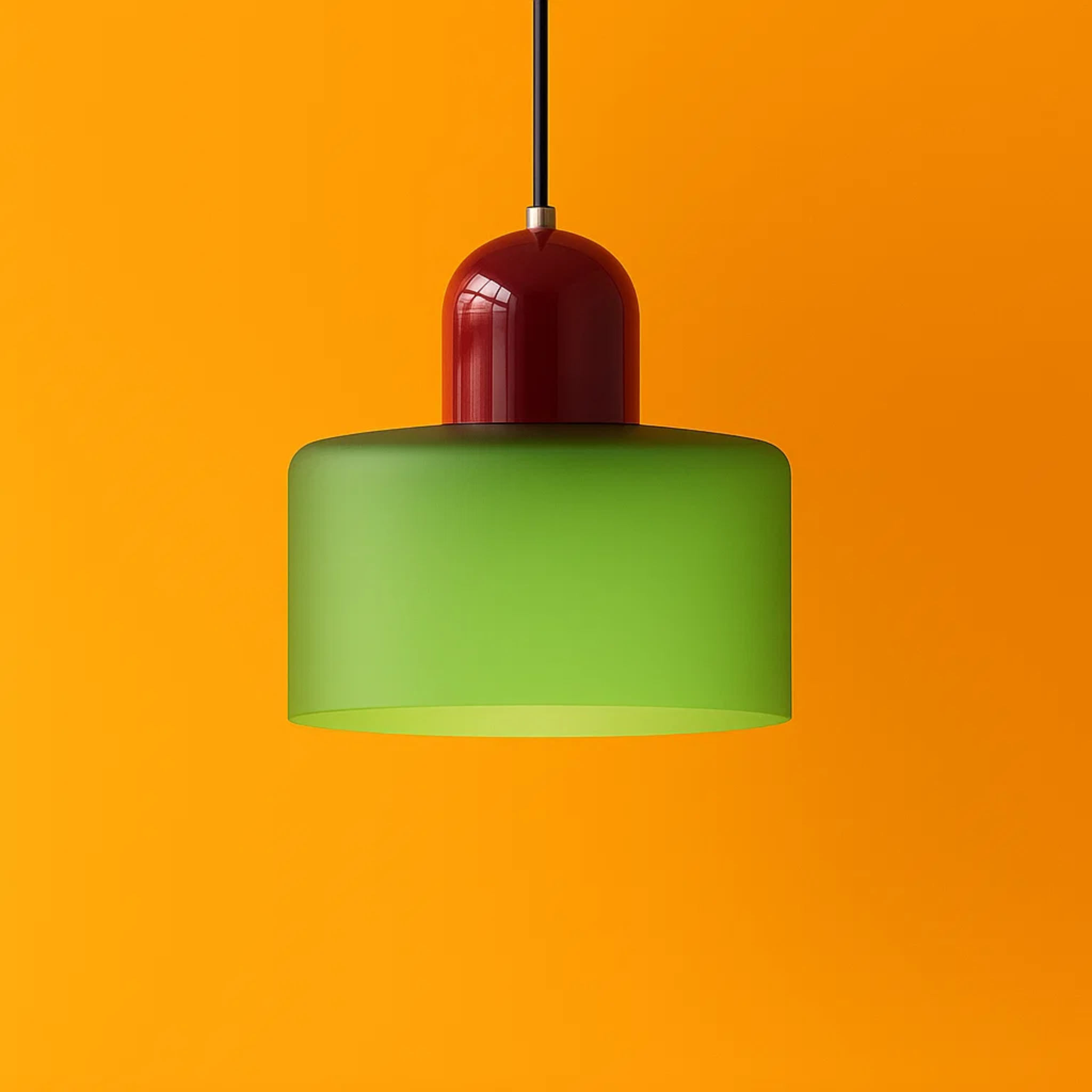 Retro plafondlamp met gekleurde kap