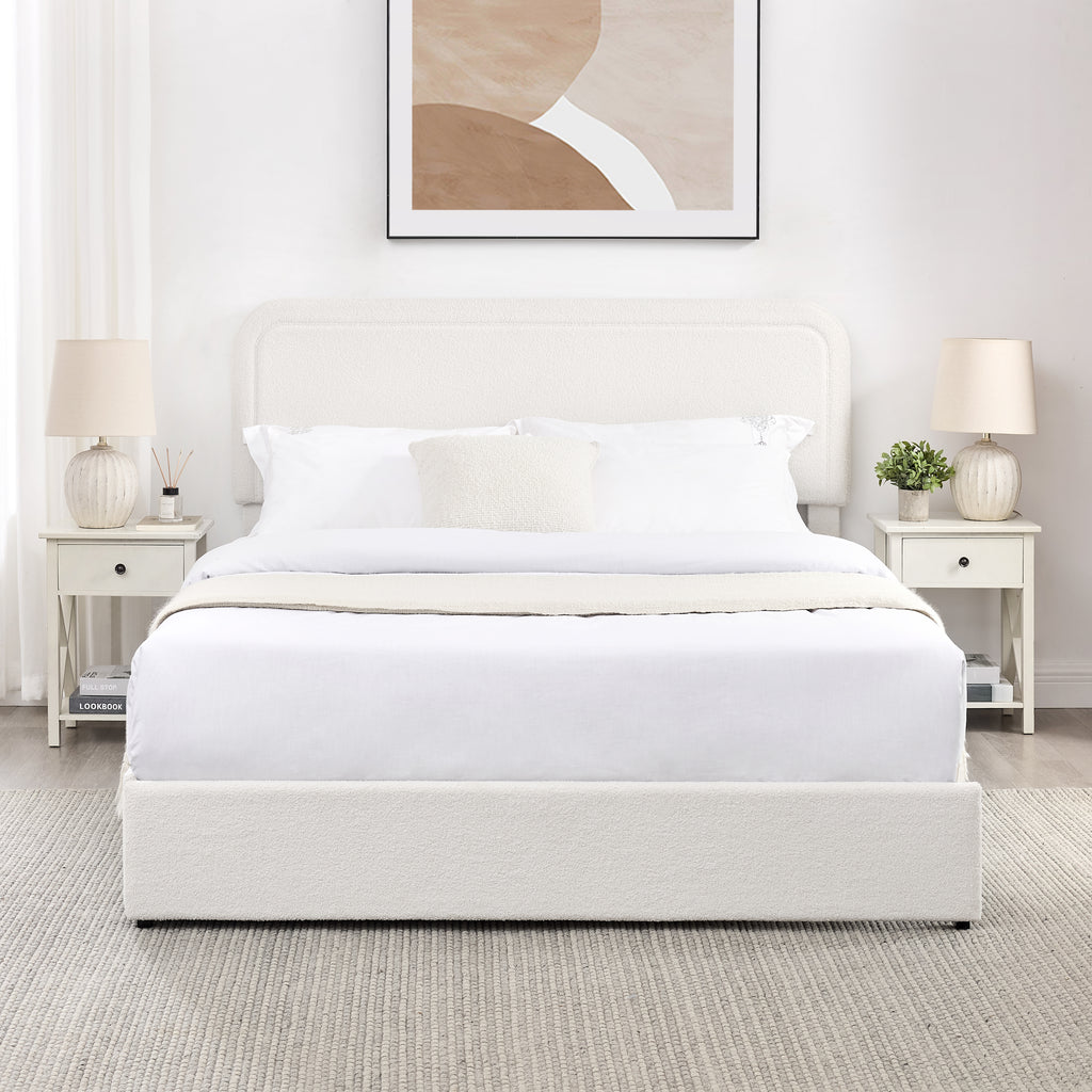 Kirsten Curved Boucle Queen Platform Bed Frame