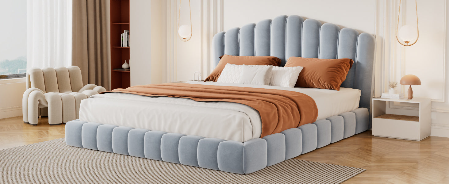 Kajsa Velvet Queen Bed Frame