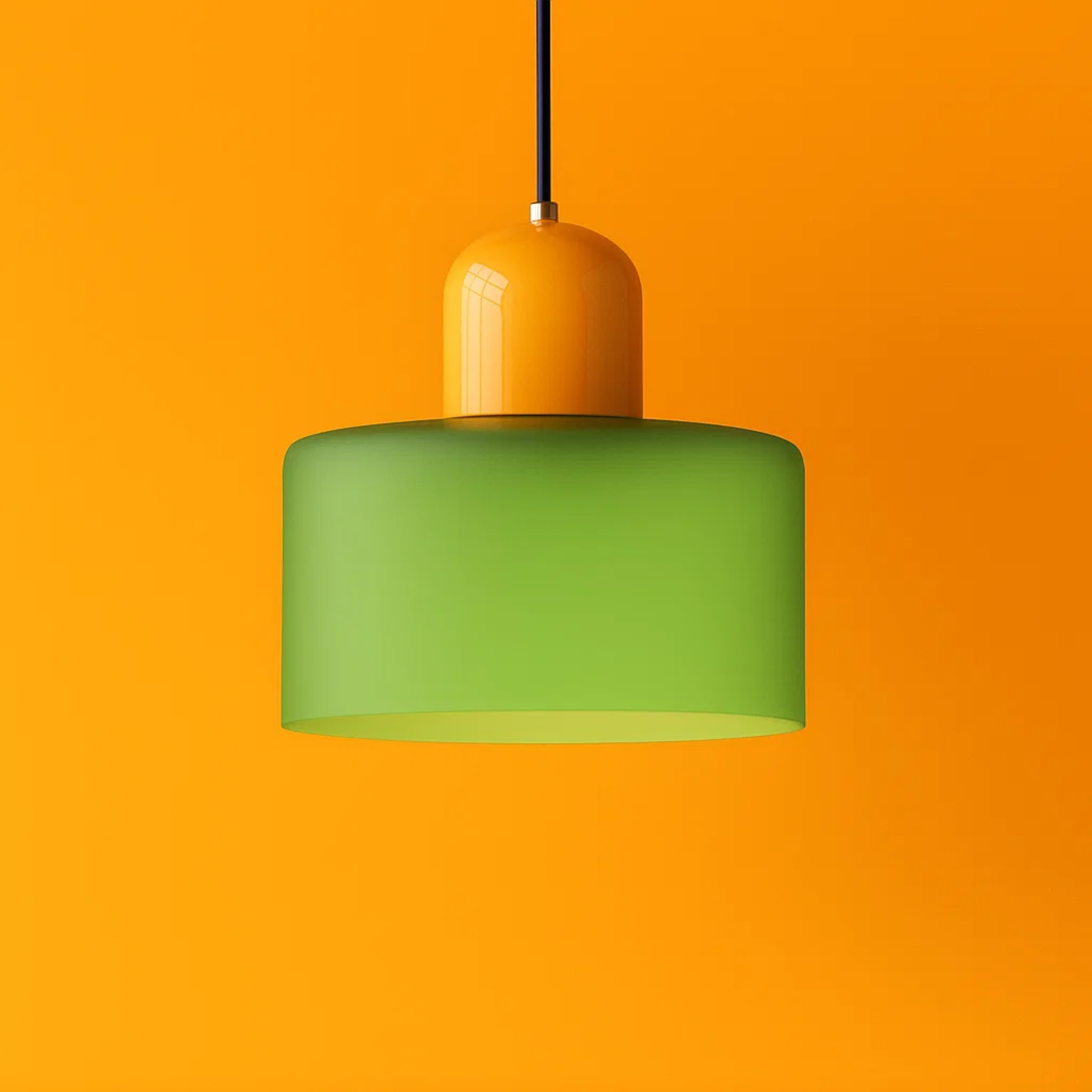 Retro plafondlamp met gekleurde kap