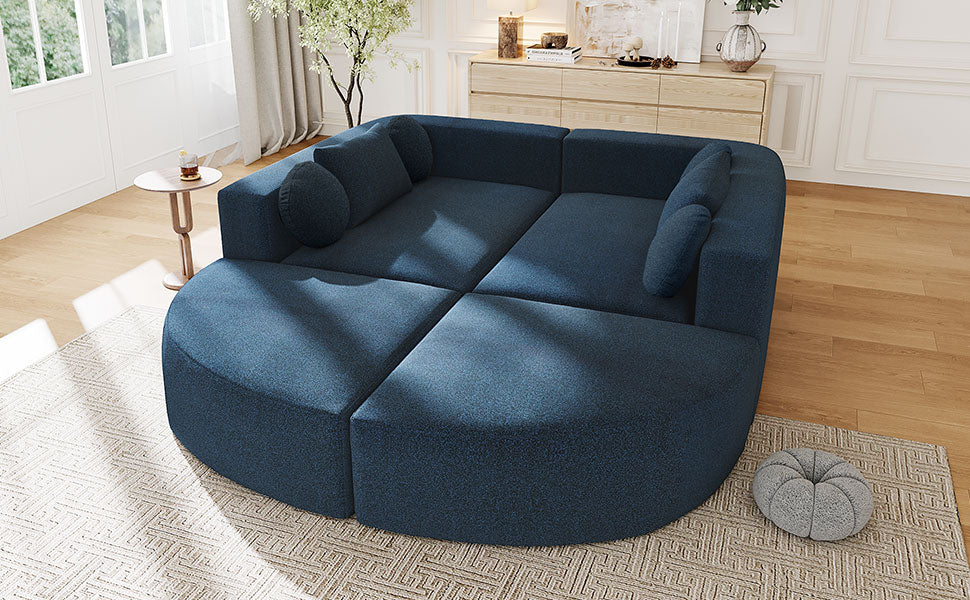 Oda Curved Boucle Sectional Sofa