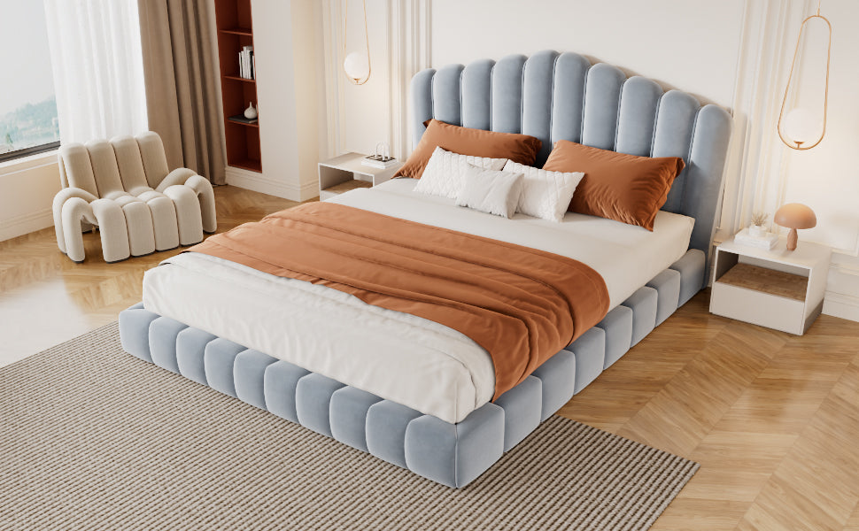 Kajsa Velvet Queen Bed Frame