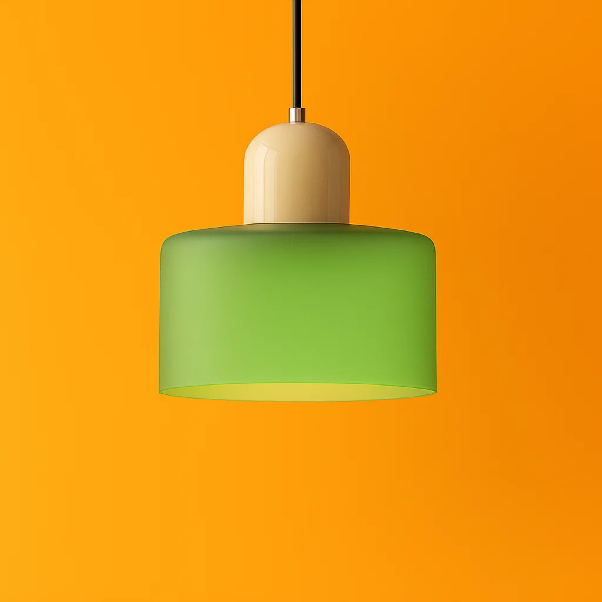 Retro plafondlamp met gekleurde kap