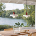 Bauhaus plafondlampen met glas en kleuraccenten