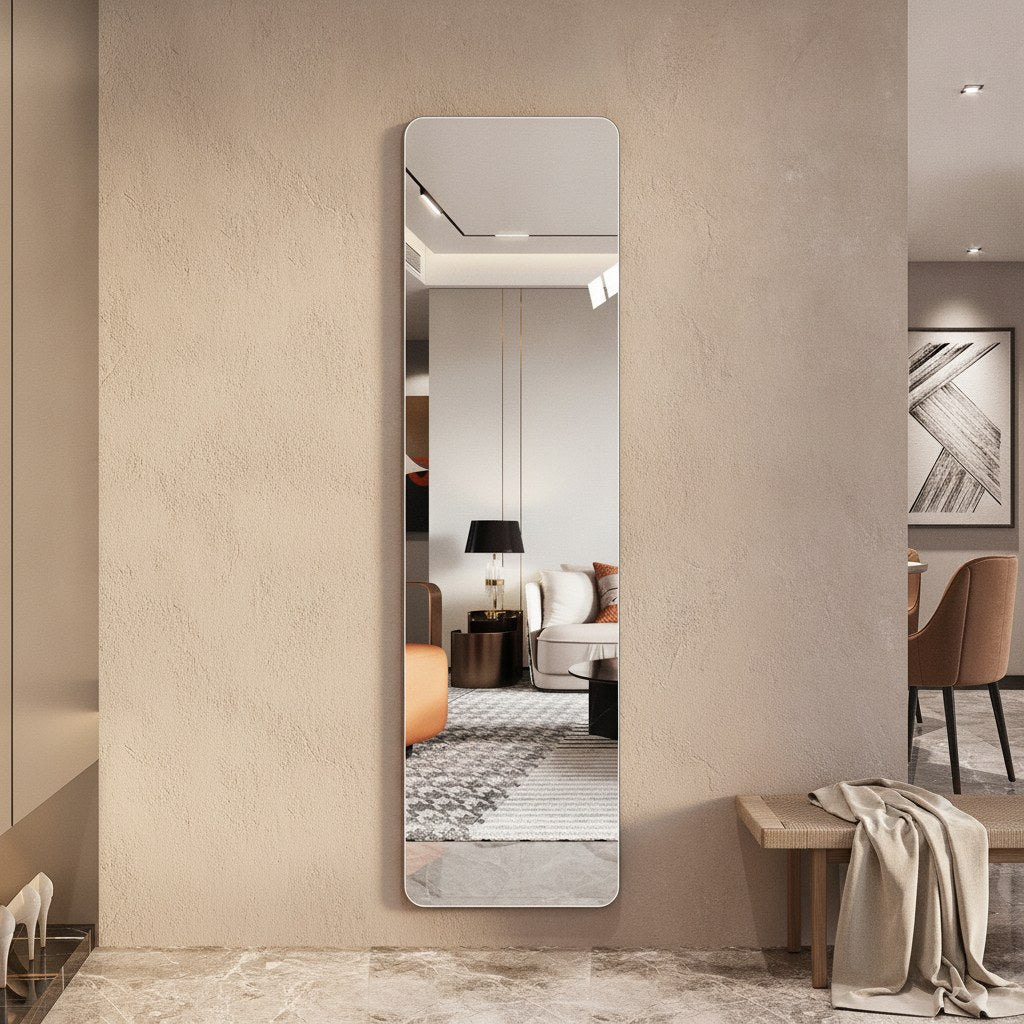 Maren Round Oak Floor Mirror
