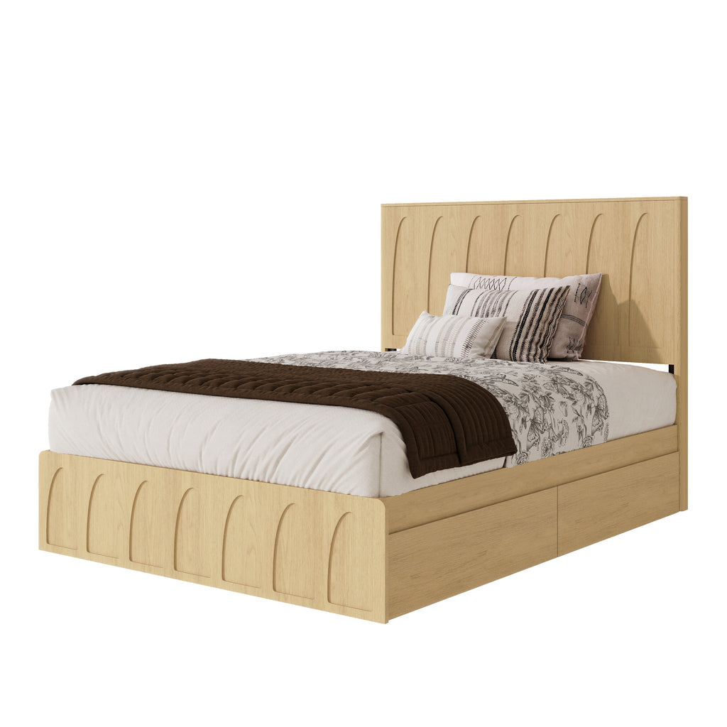 Dita Curved Solid Wood Queen Platform Bed Frame