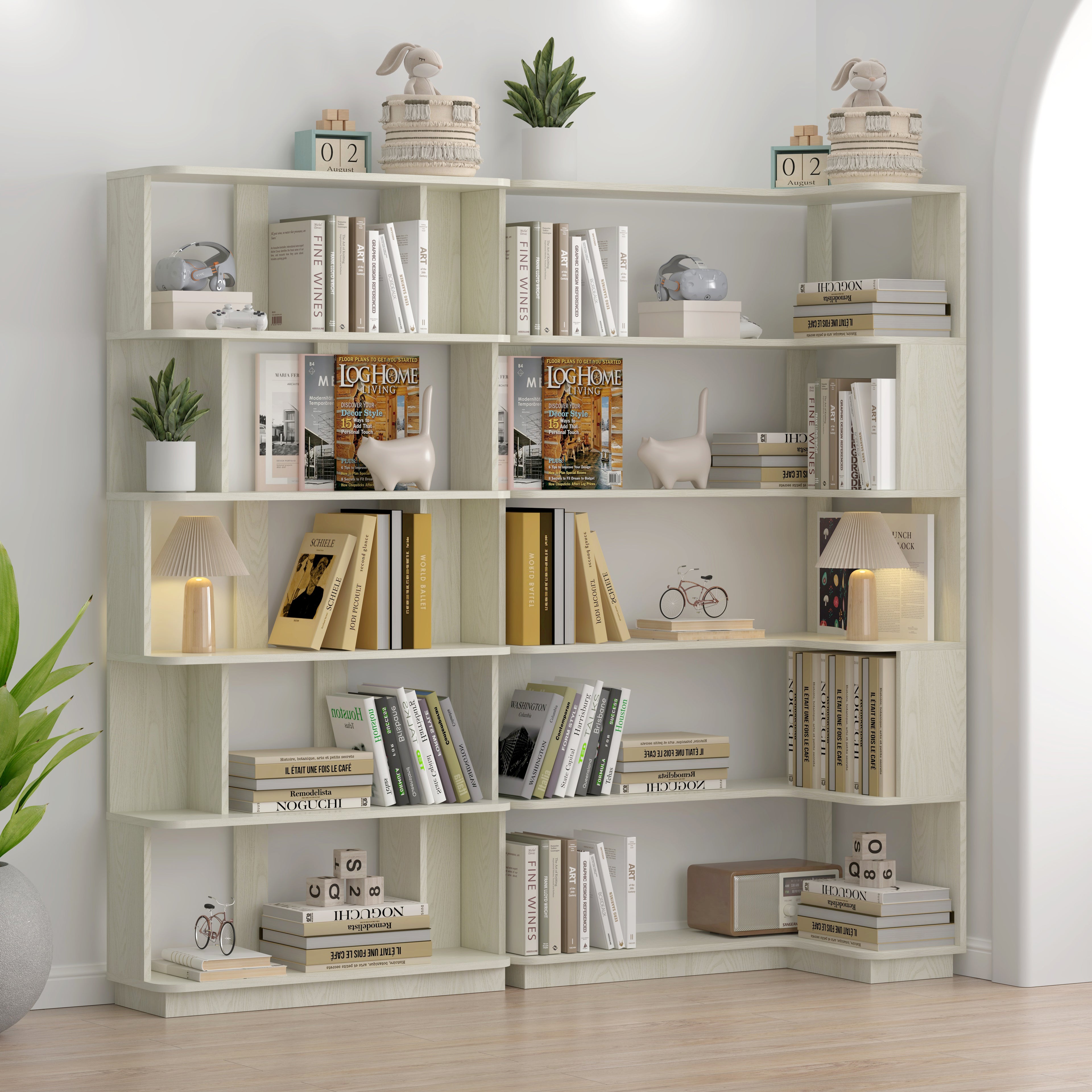 Halla Corner Oak Bookshelf