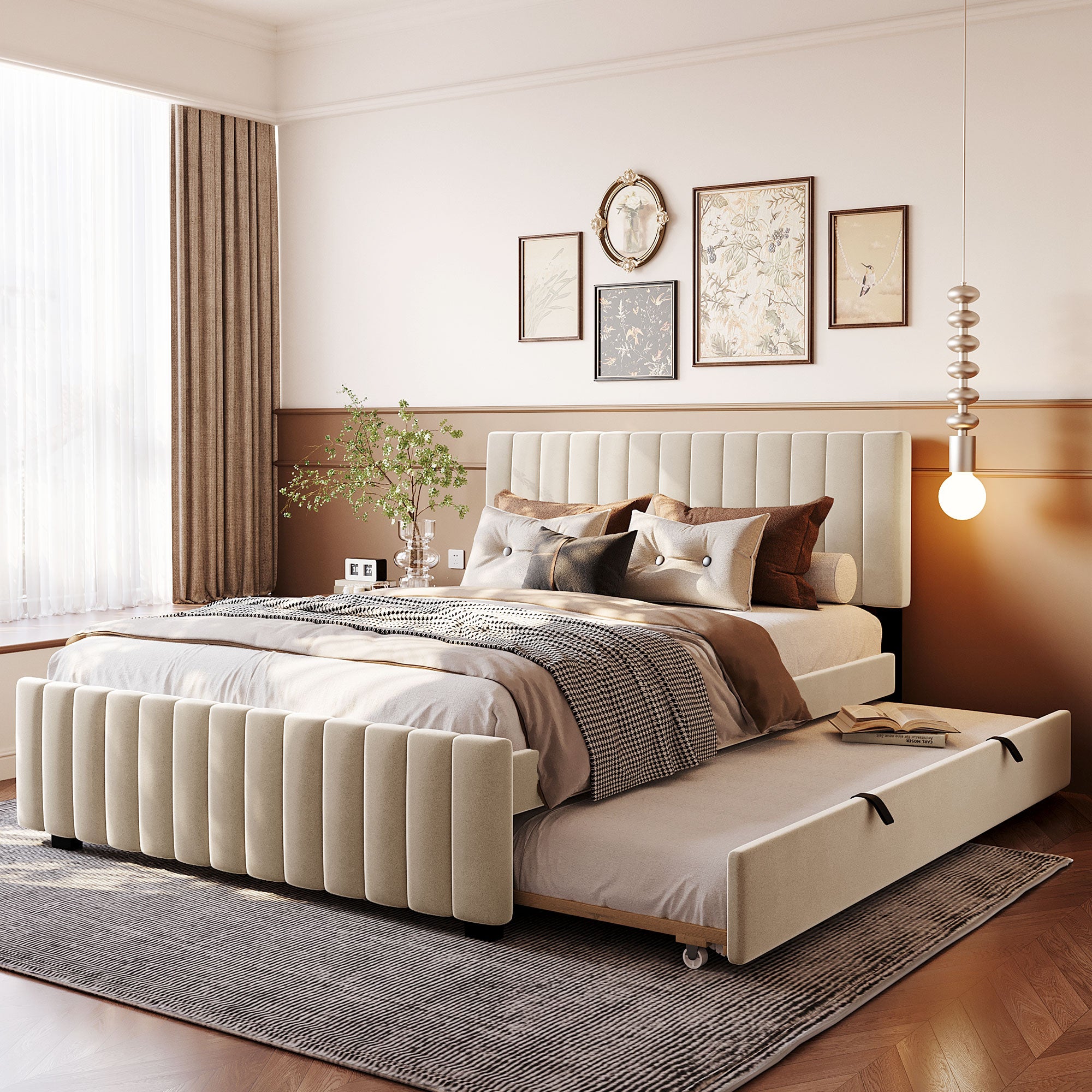 Vera Velvet Queen Platform Bed Frame
