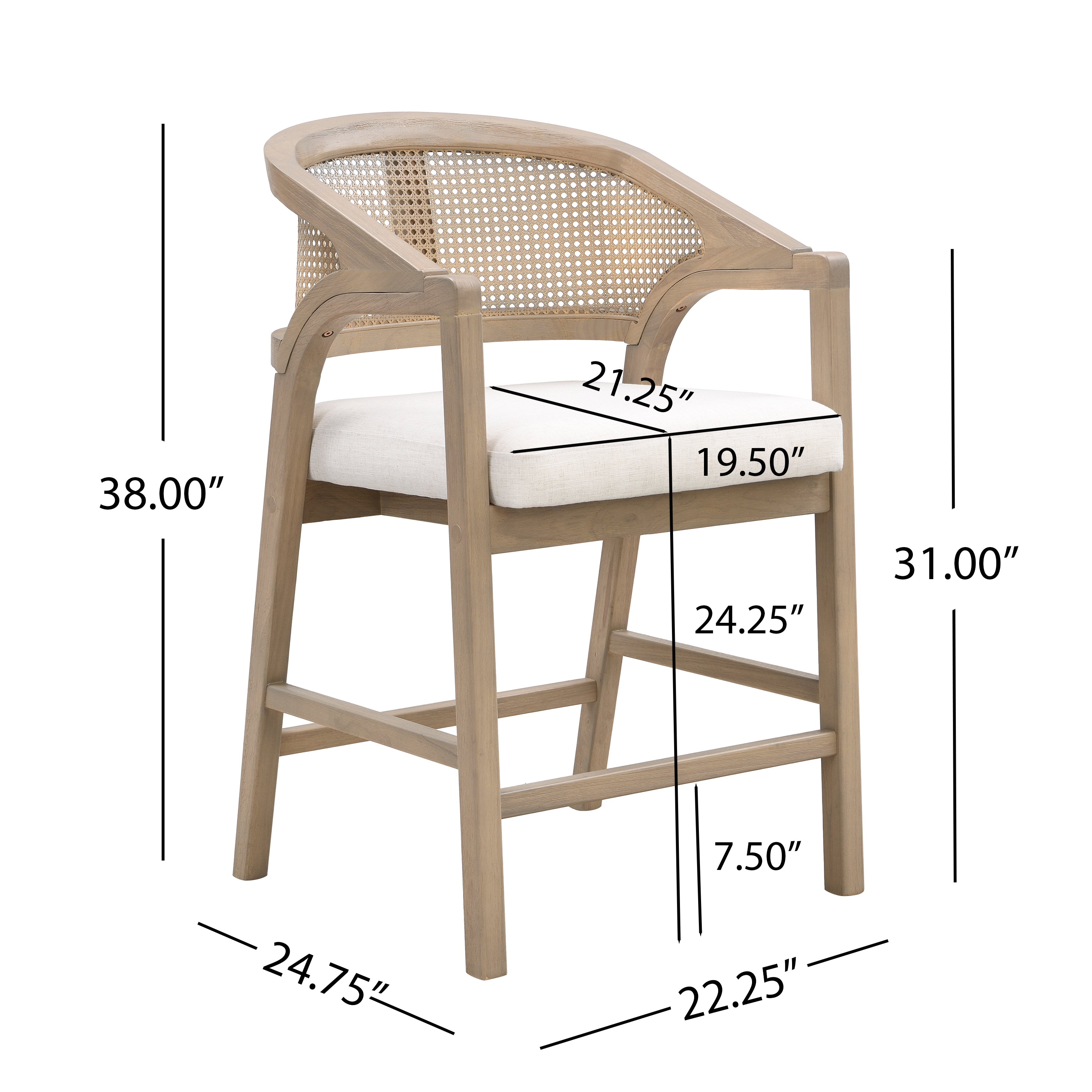 Freydis Rattan Counter Stool (Set of 2)