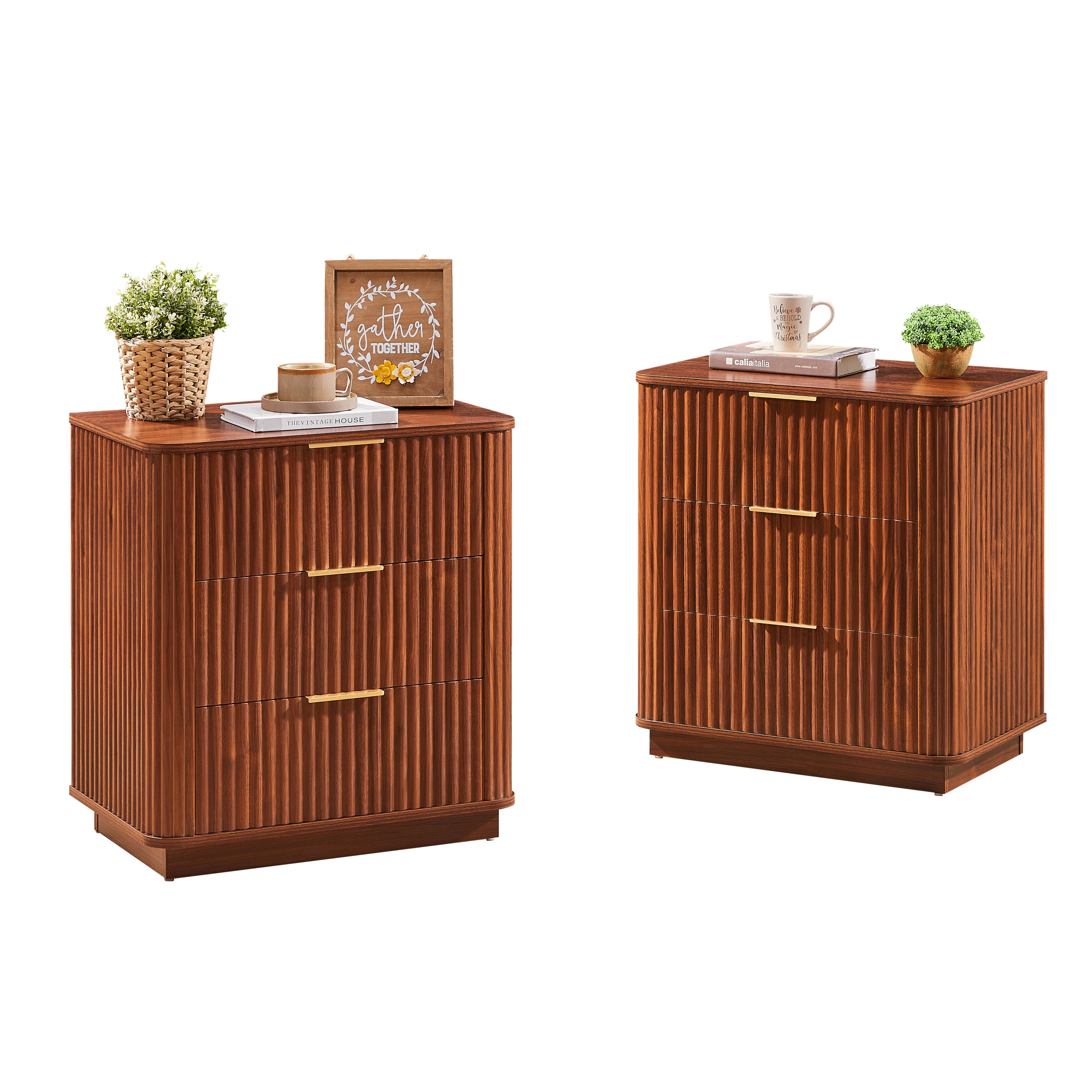 Idun Curved Walnut Nightstand