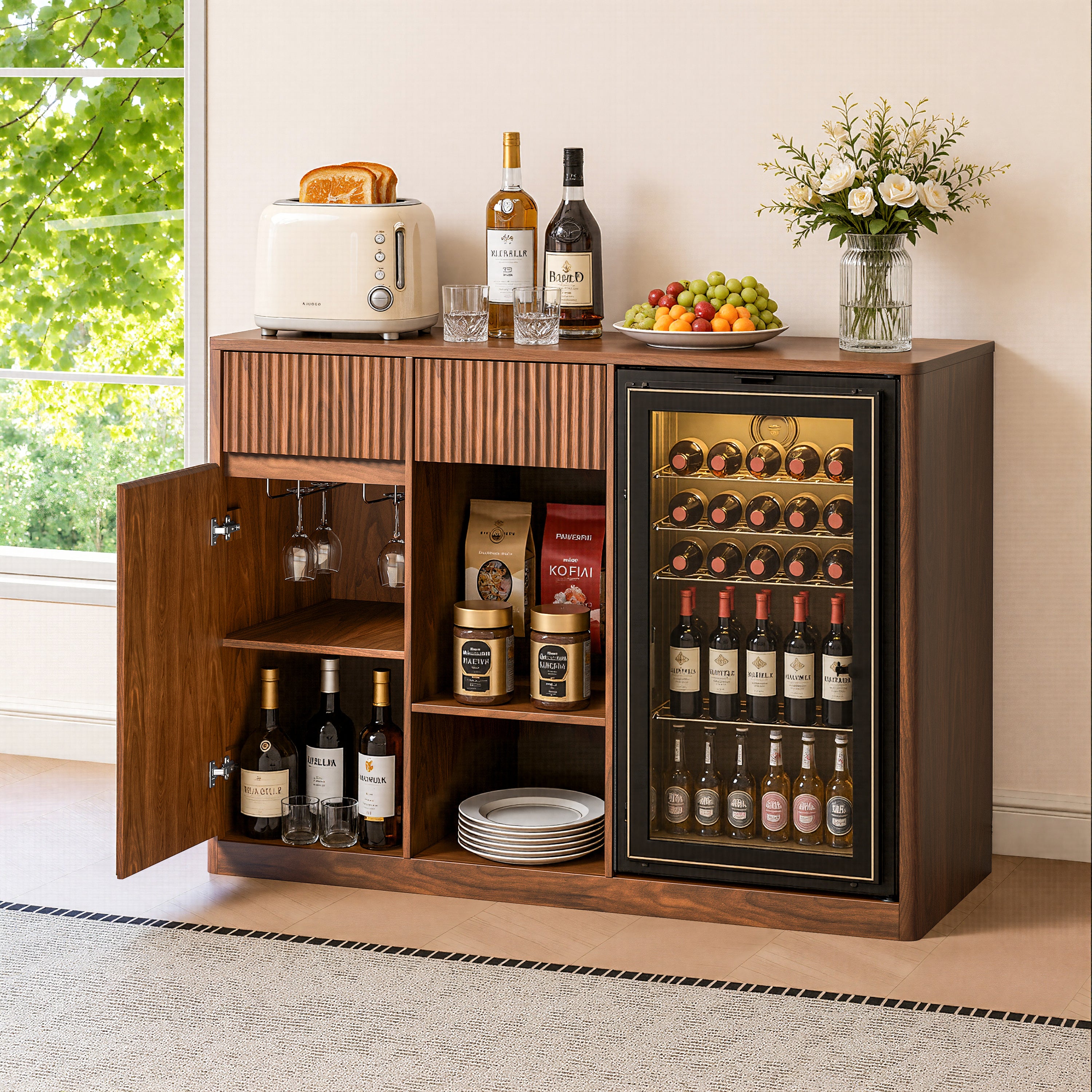 Sten Fluted Walnut Cabinet