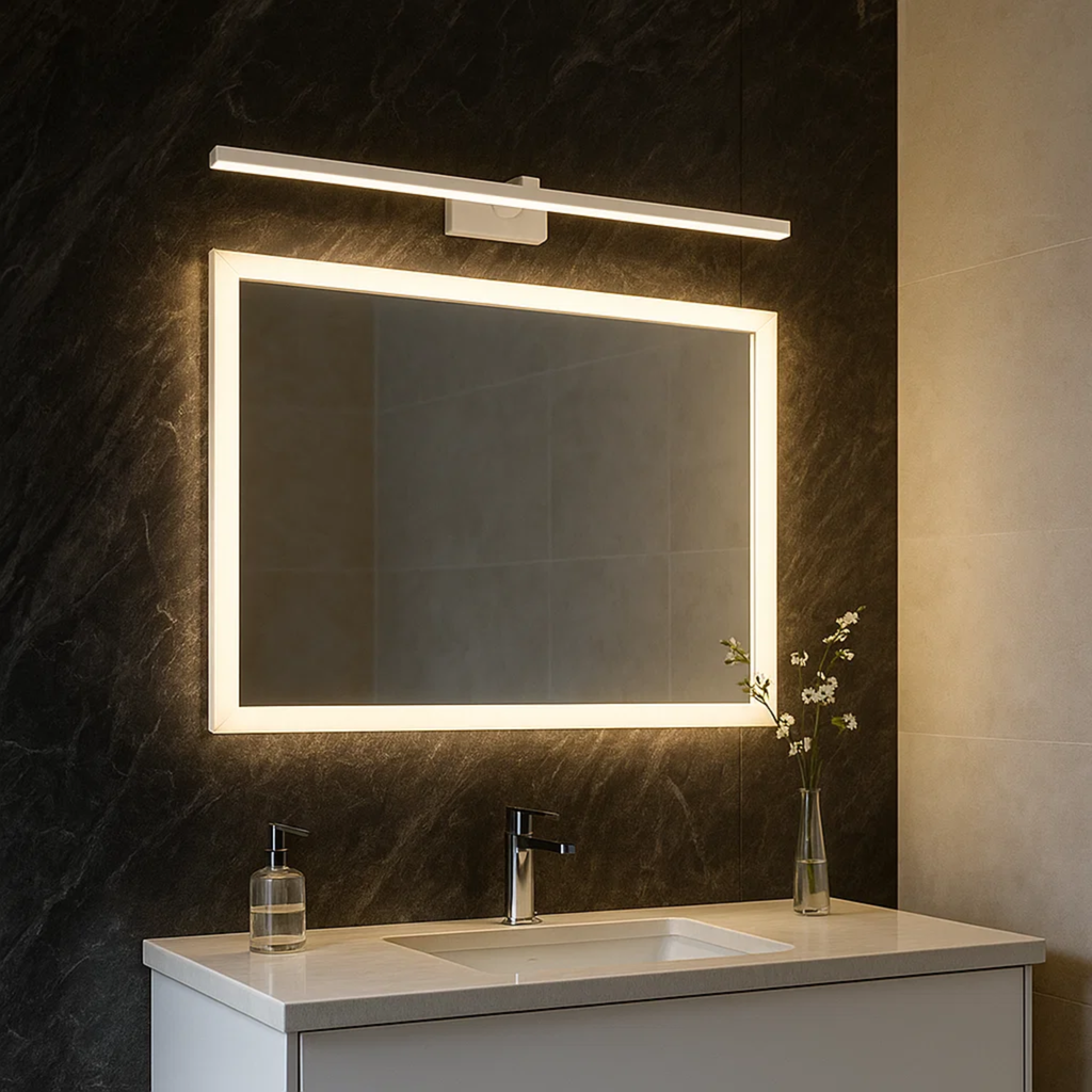 Minimalistische lineaire LED-wandlampen met een metalen afwerking