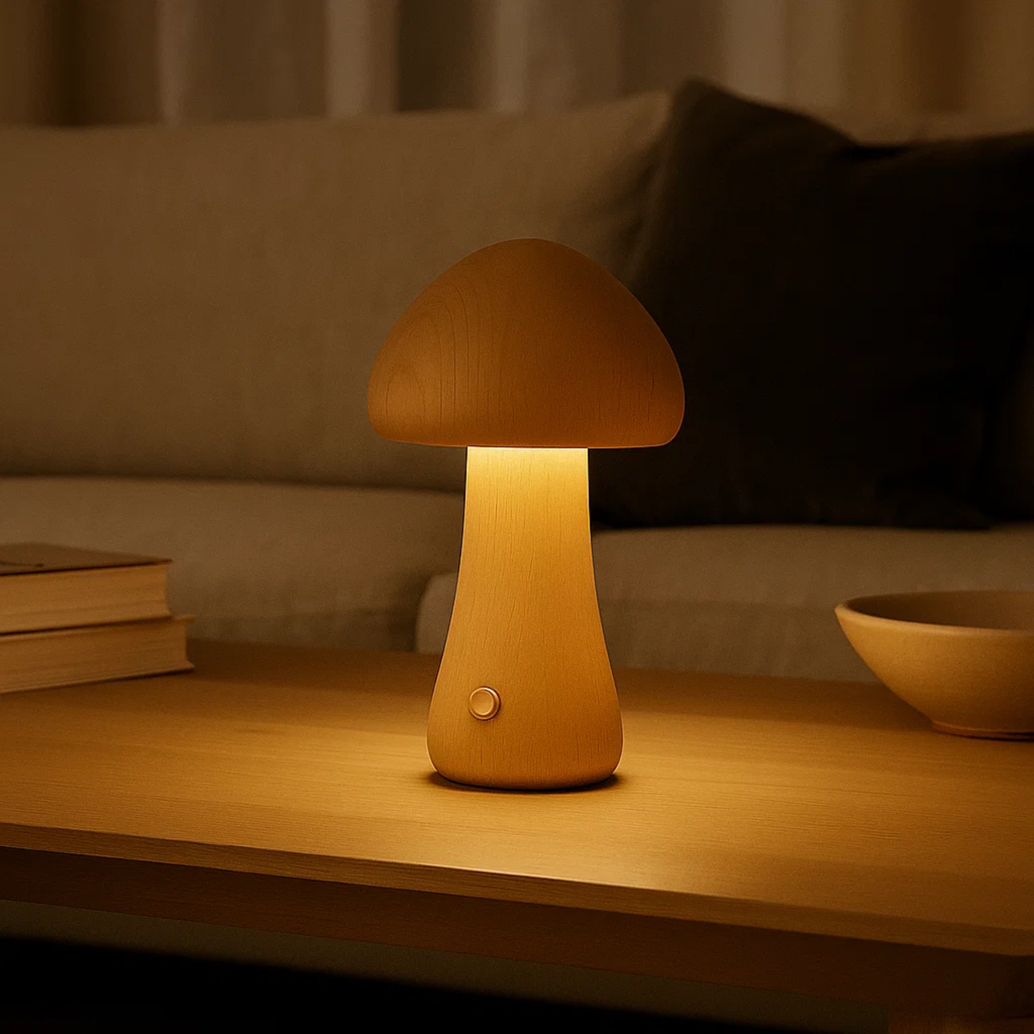 Tafellamp in paddenstoelvorm