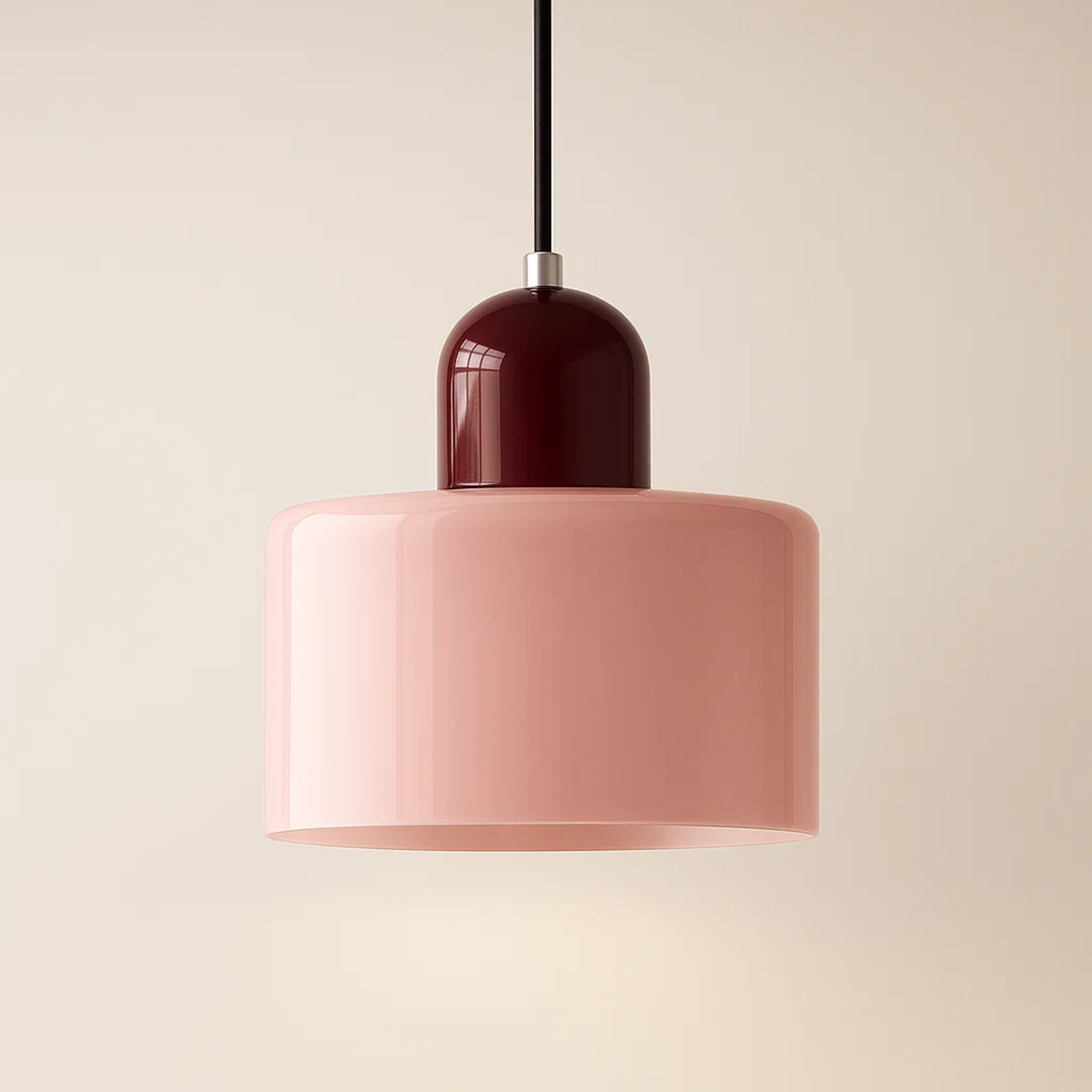 Retro plafondlamp met gekleurde kap