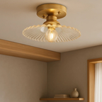 Ceiling Lamp with Ribbed, Flared Shade