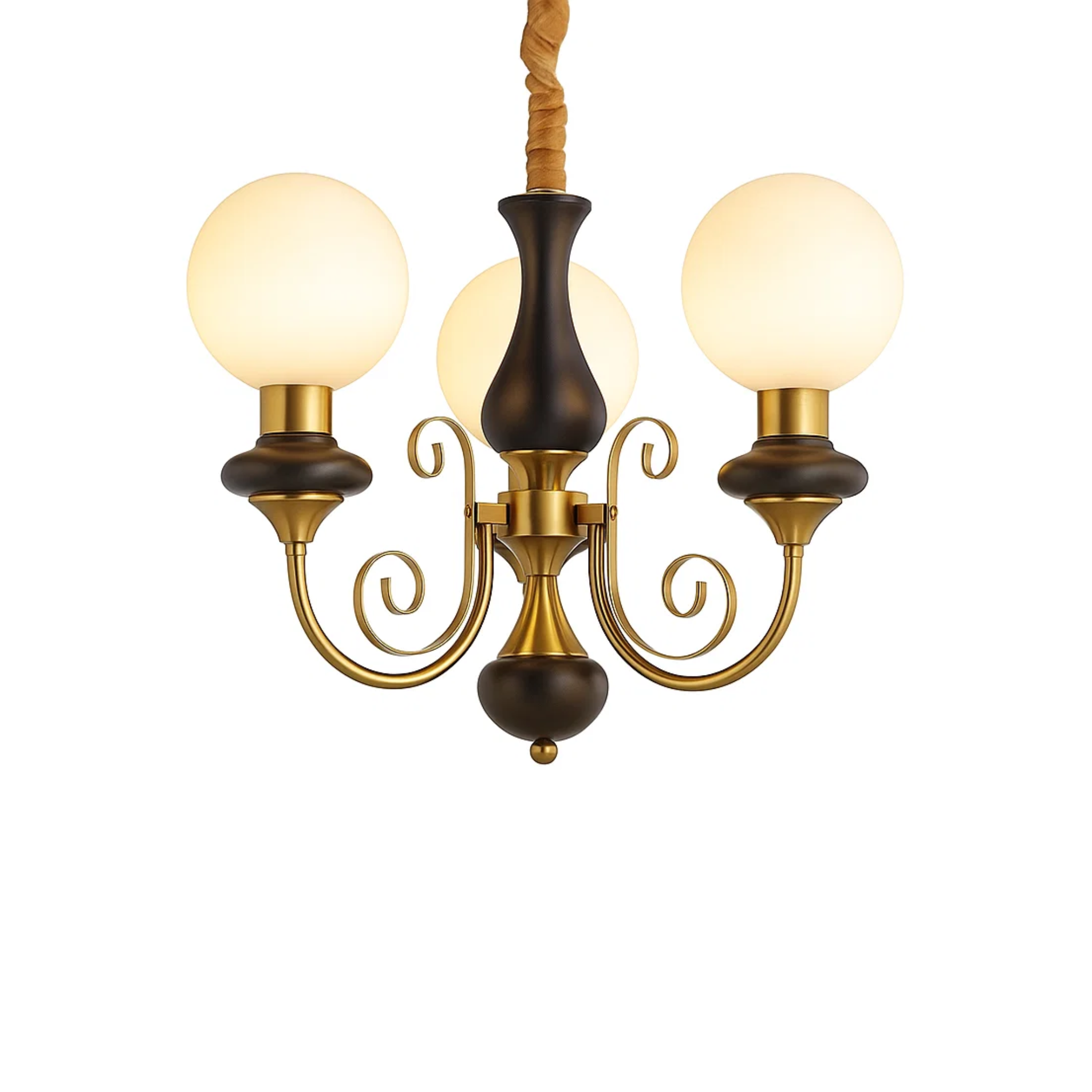 klassieke elegante kroonluchter met ronde witte bollen