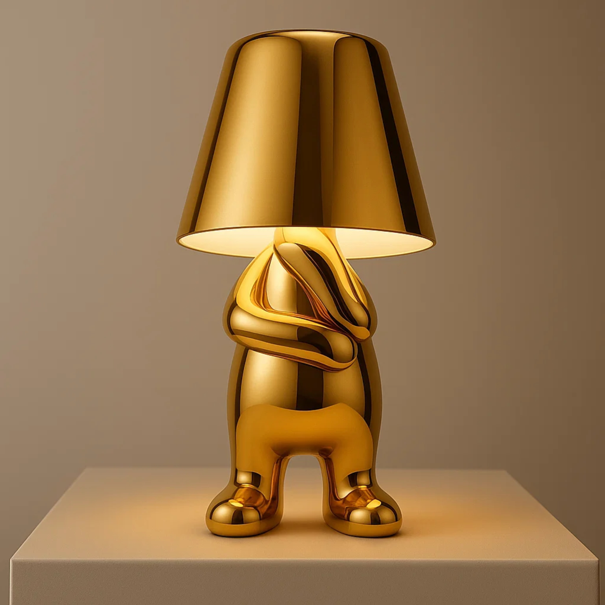 Moderne oplaadbare tafellamp met decoratief figuur