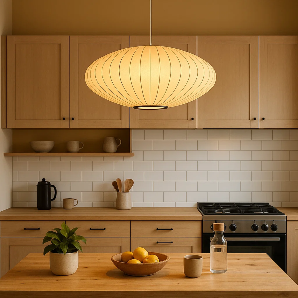 Suspension Japandi avec abat-jour en tissu doux