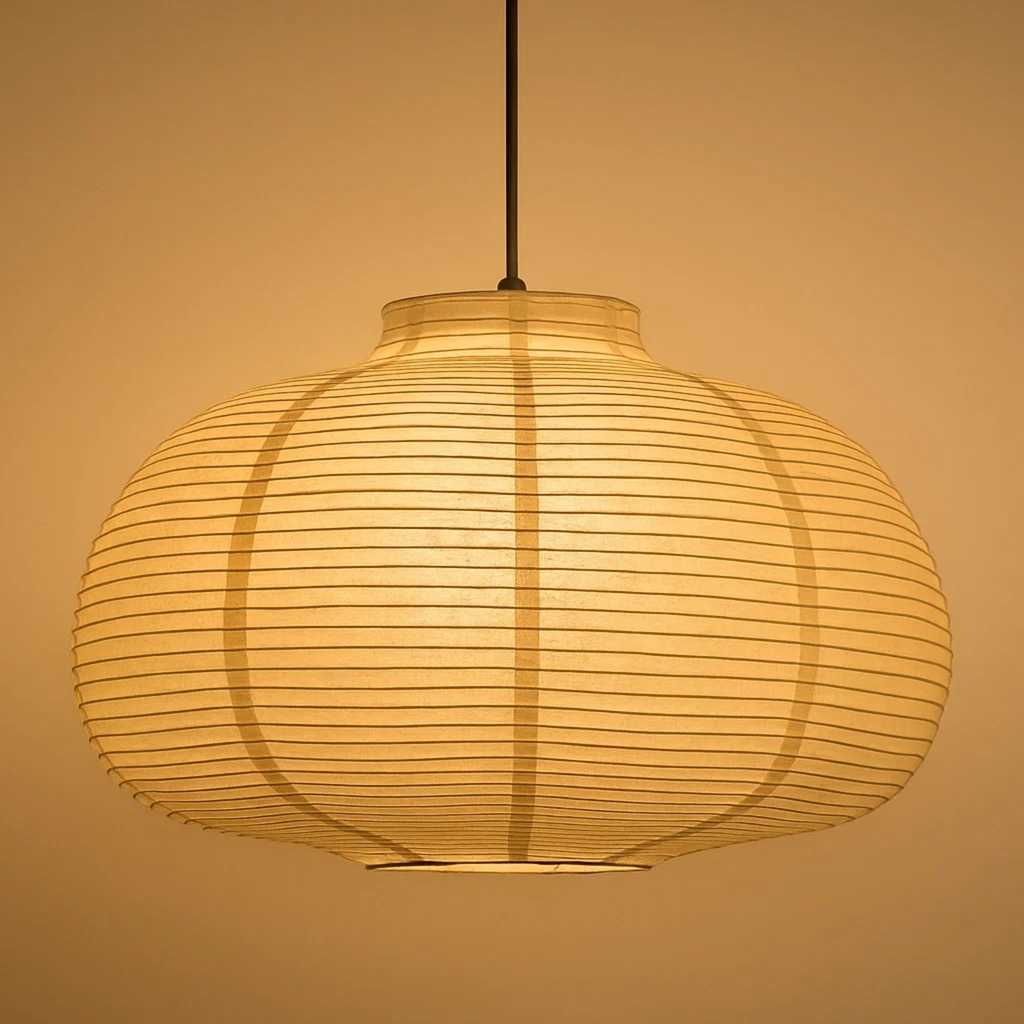 Japandi hanglamp met papieren lantaarnkap