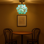 Retro Ceiling Lamp with Floral Motif in Tiffany Style