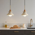 White Japandi Pendant Lamp with Bowl-Shaped Shade