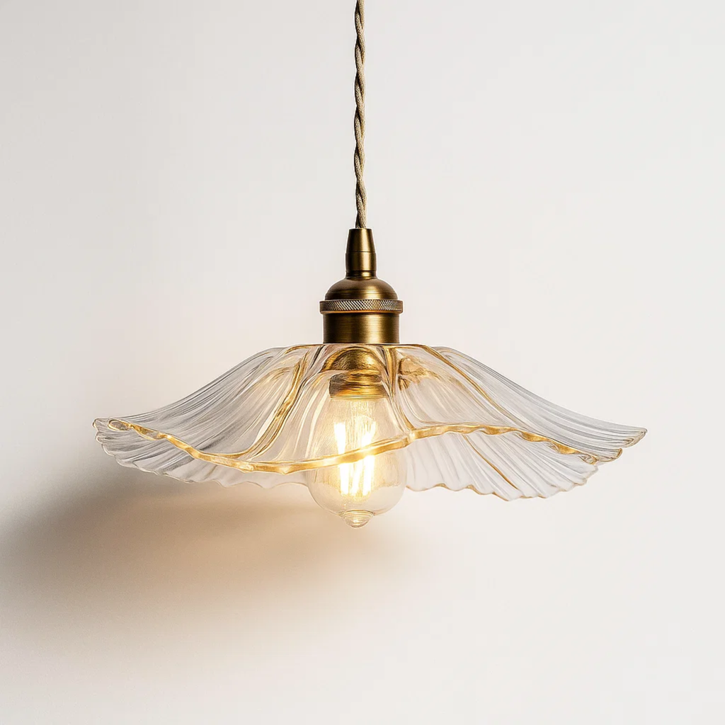 Klassieke bloemvormige glazen hanglamp