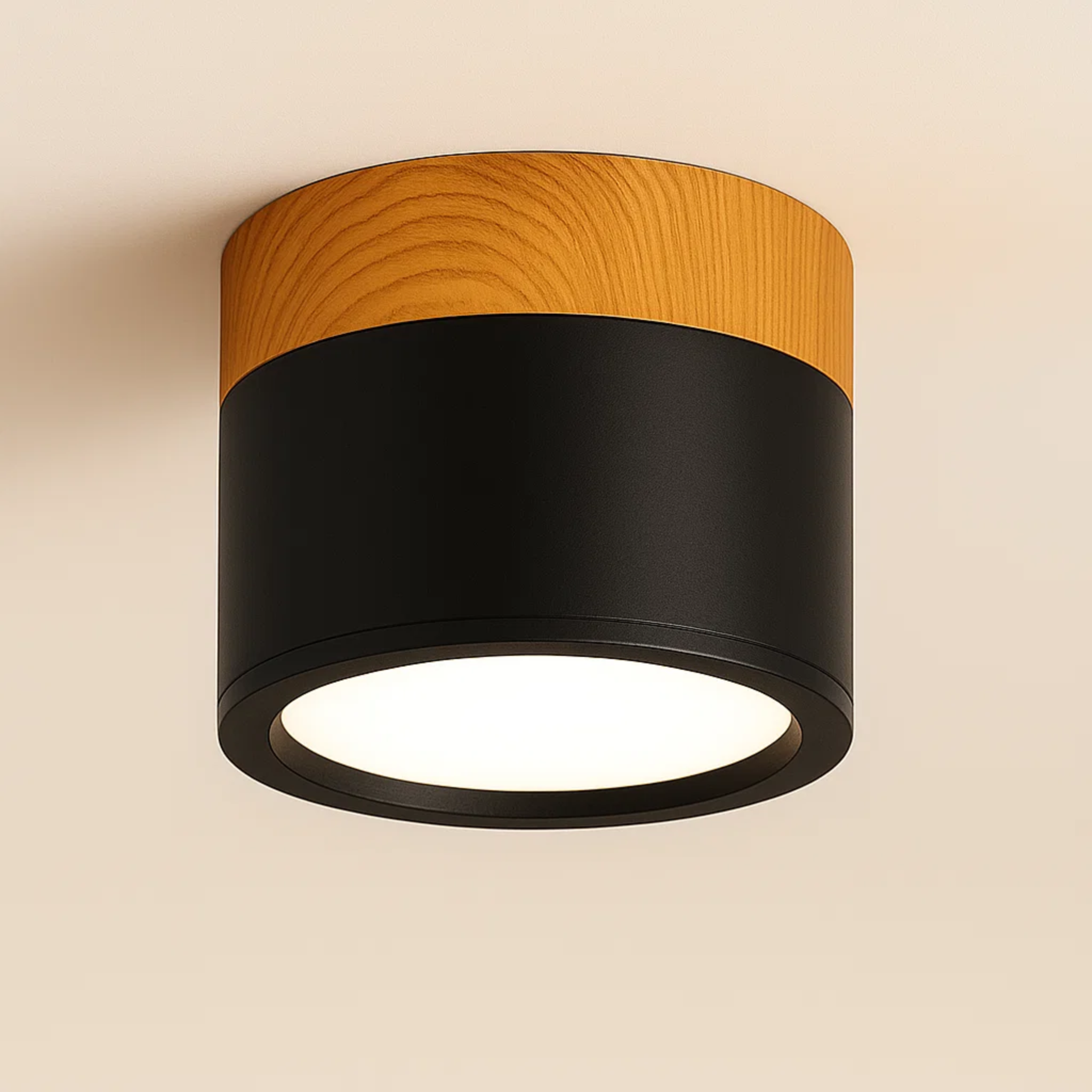 LED-plafondspot met houtaccent